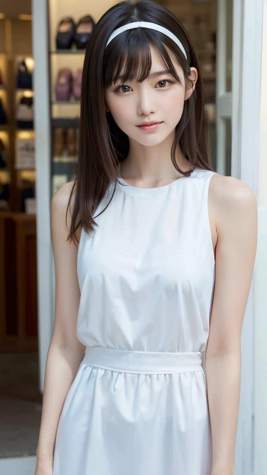 top Quority，Ultra-clear resolution，Clear  eyes，plain face，s the perfect face，White skin，Perfect chest，with perfect legs，Long legs，Short black style skirt，Random environment