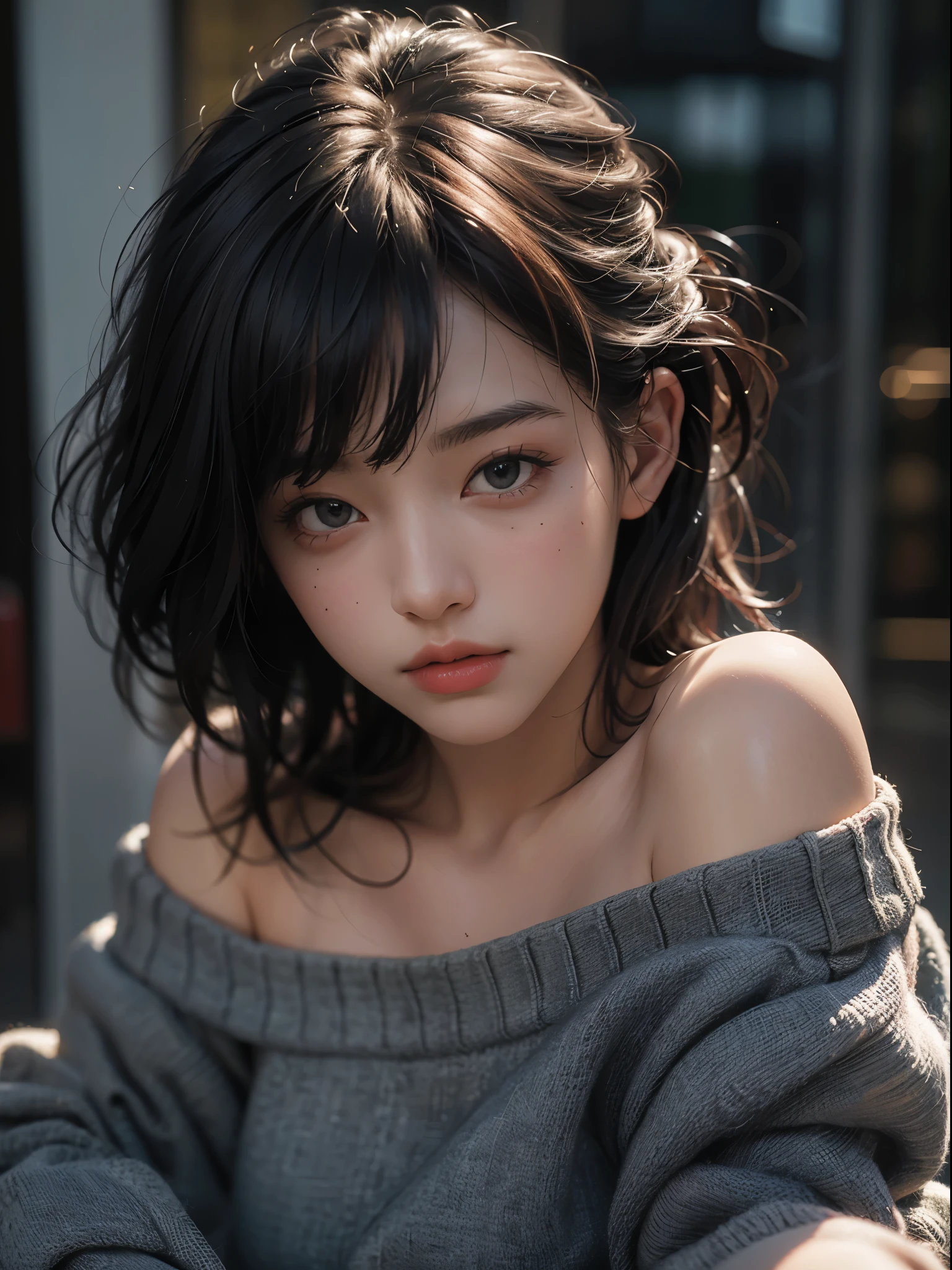 Best quality, masterpiece, ultra high res, (photorealistic:1.4), raw photo, 1girl, off shoulder
