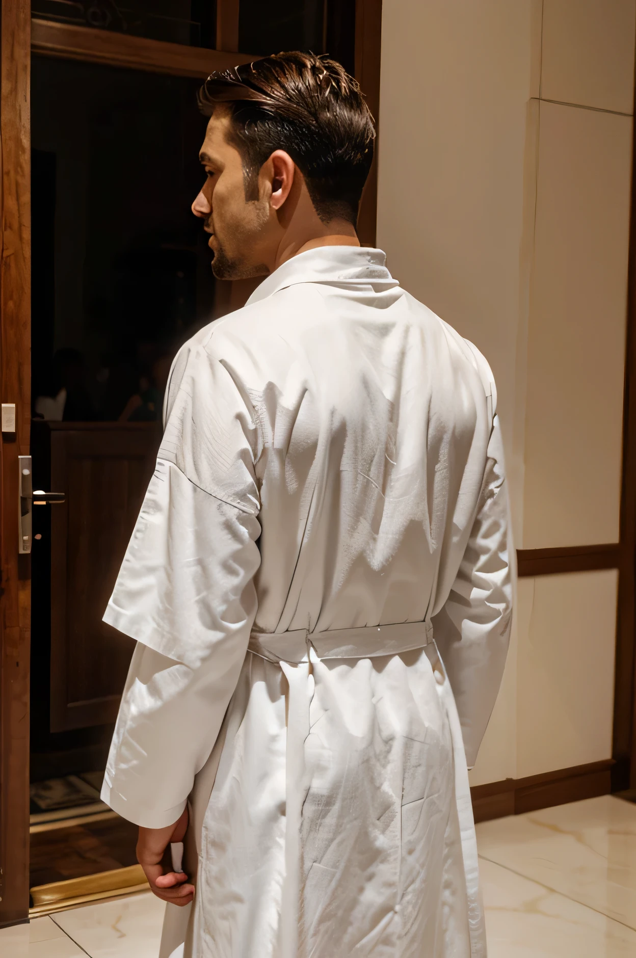 APOSTLE OF JESUS. seen from back. vista lateral. tunica, manto de linho branco. Pintura sagrada