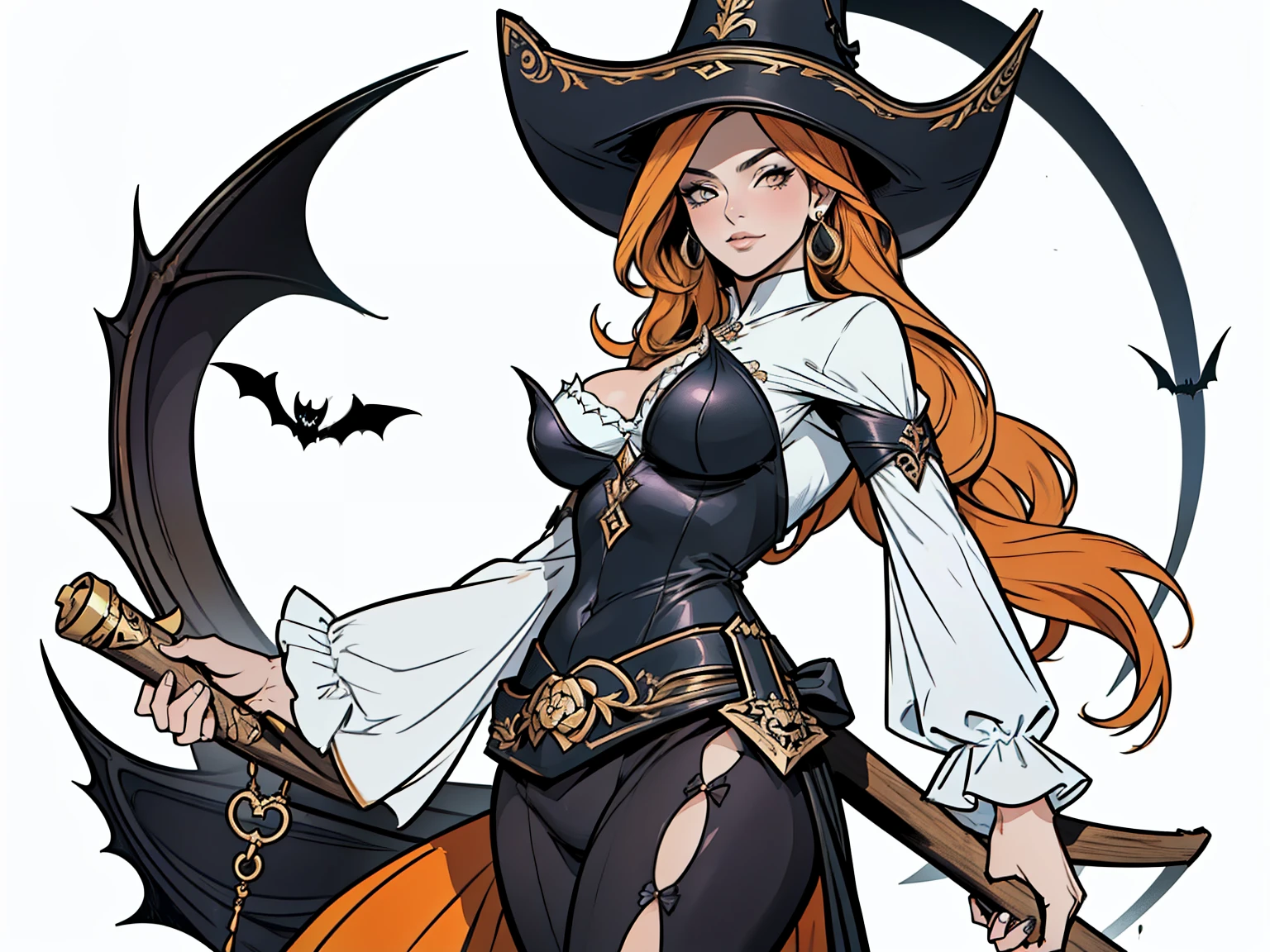 (obra de arte, maximum quality, melhor qualidade, arte oficial, beautiful and aesthetic:1.2), (1 garota:1.4), extremamente detalhado, miss fortune, sexy, corpo todo, pose sexy, quase nu, with pirate hat, halloween morcegos bats