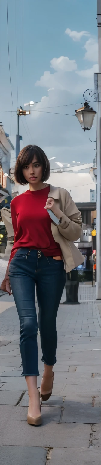 (Best quality, 8k, 32k, Masterpiece, UHD:1.2) "Generate a captivating artwork featuring two Japanese girl models with short black hair styled in chic bob haircuts, dressed in red shirts and jeans. Infuse the scene with a romantic aesthetic, using soft and warm colors to create a dreamy and enchanting atmosphere. Implement dynamic-cinematic lighting to add depth and drama, casting gentle shadows and highlights. Portray the models in a dynamic and romantic pose, evoking a sense of shared moments and connection. Emphasize the romantic vibe by incorporating subtle details like flowing fabrics or a scenic backdrop. Create a visually stunning piece that seamlessly blends fashion, romance, and the allure of dynamic lighting, capturing the essence of a cinematic and romantic scene." (perfect eyes), flawless skin, flawless face, cinematic, tight body, ((well-proportion female hands)), ((female hands with five digits)) ((Body is well proportioned)), ((chic bob haircut))