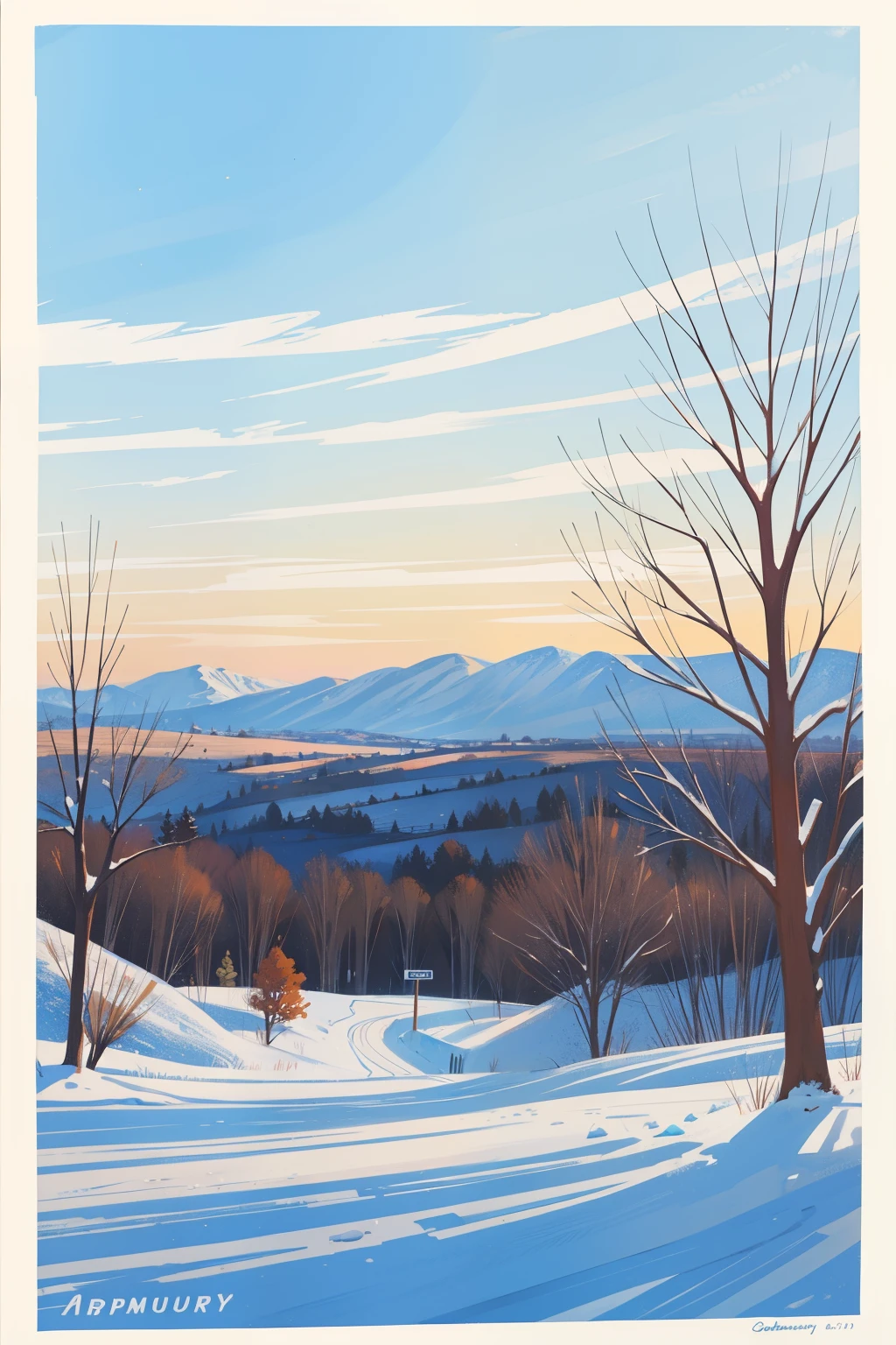 February scene, gouache
