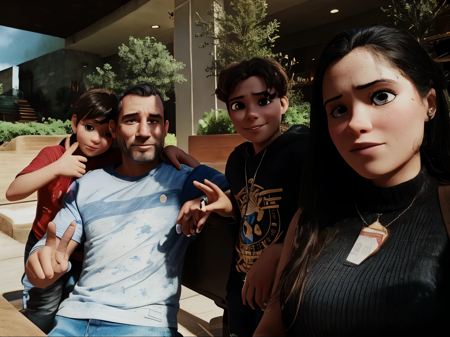 best quality photo between family, estilo disney pixar