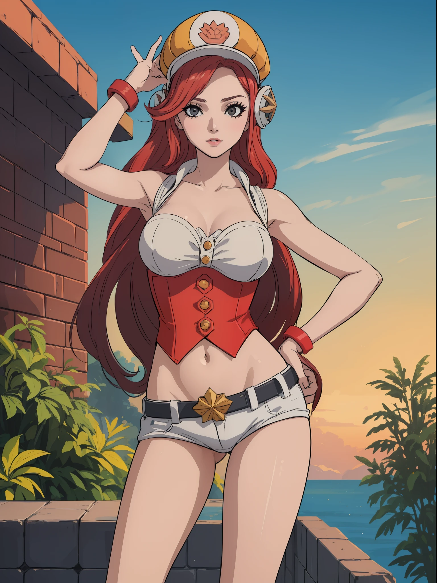 (obra de arte, maximum quality, melhor qualidade, arte oficial, beautiful and aesthetic:1.2), (1 garota:1.4), extremamente detalhado, miss fortune, sexy, corpo todo, pose sexy, quase nu, arcade