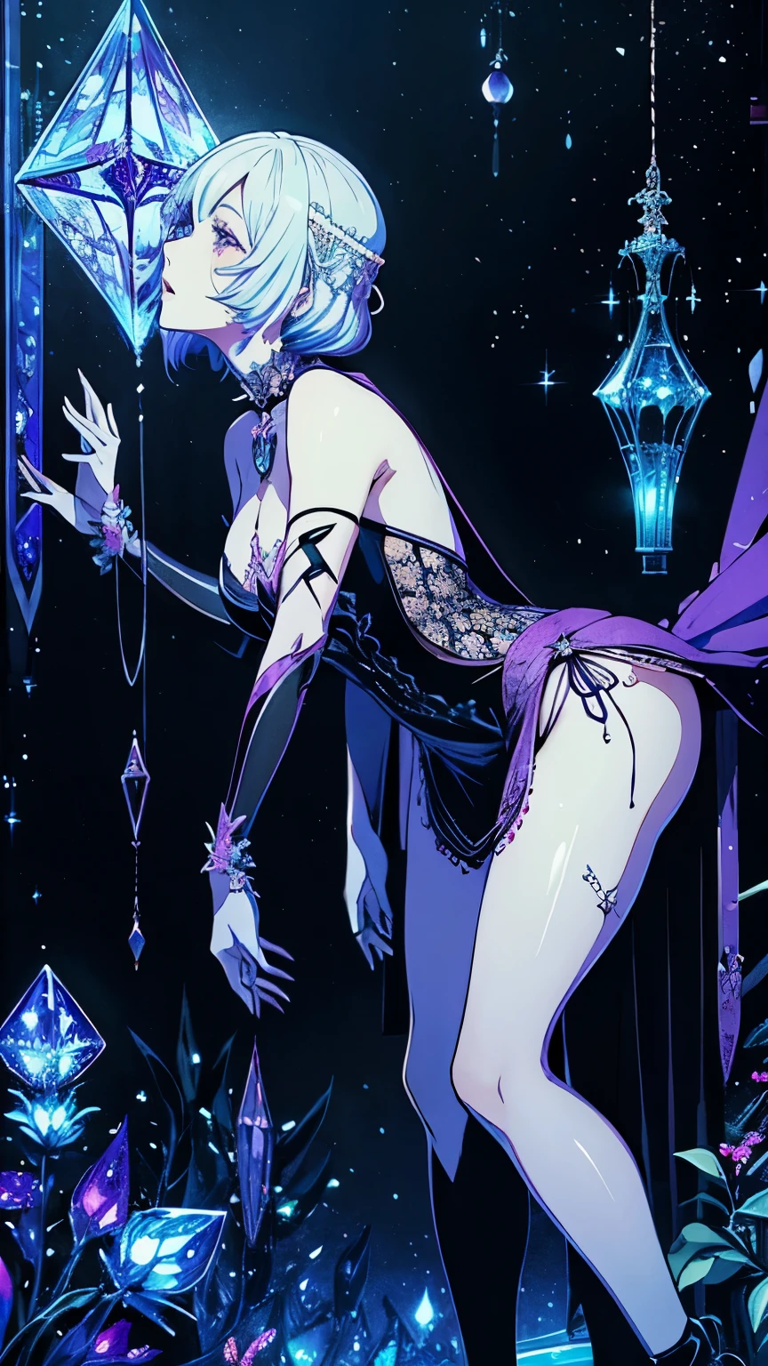 Harry Clarke, Kay Nielsen, Heath Robinson, Surreal, mysterious, bizarre, fantastical, fantasy, Sci-fi, Japanese anime, mathematical perspective, uniform polyhedron, space-filling polyhedron, hyperbolic space and regular polyhedron, variation of icosahedron, Mazzocchio, miniskirt beautiful high school girl and cat, perfect voluminous body, Tokyo Station, detailed masterpiece Hyper realistic sexy sharp focus erotic smooth skin wet wet glistening sensual embarrassed blushing provocative