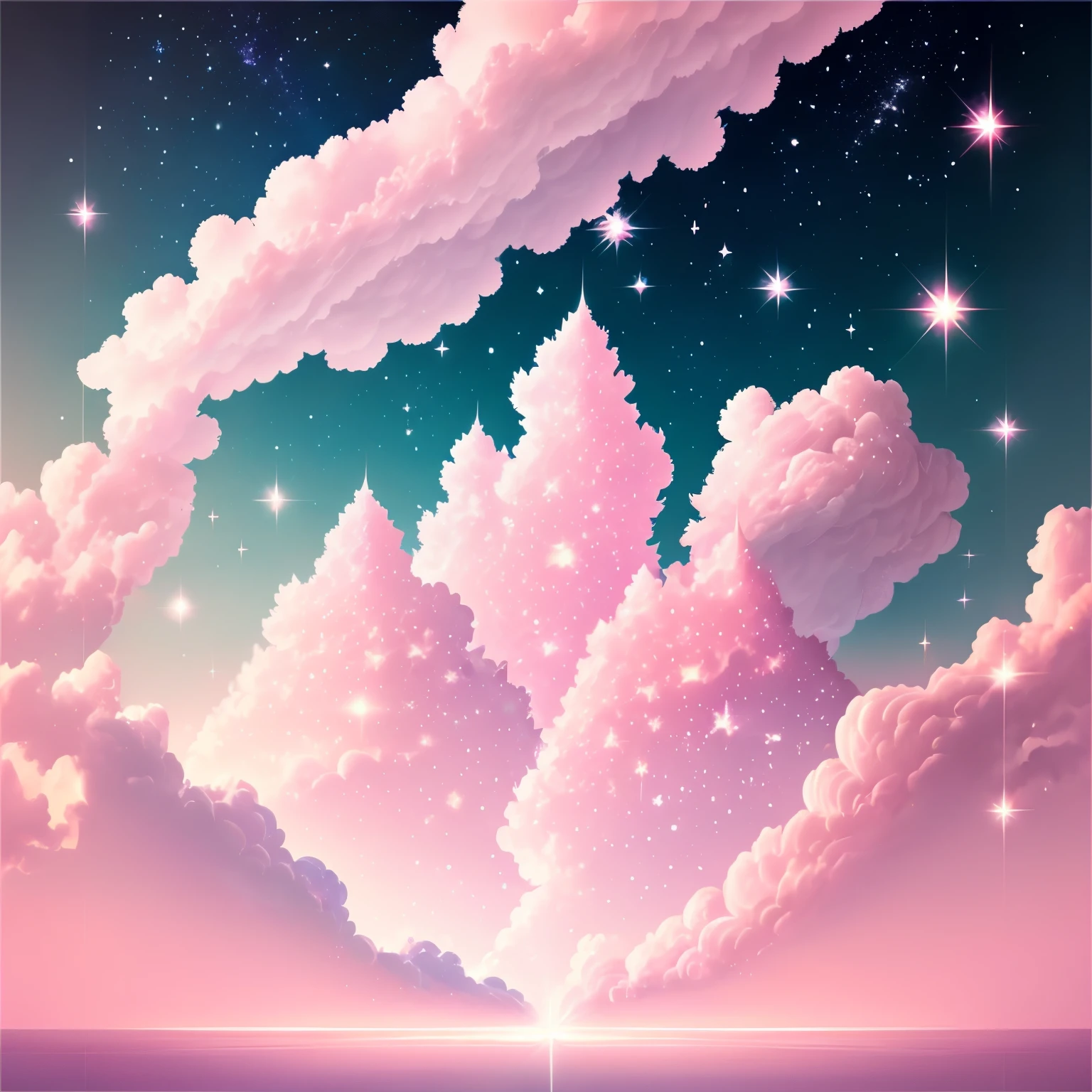 Pale pink background, Sparkling, White cloud, landscape images,One shooting star