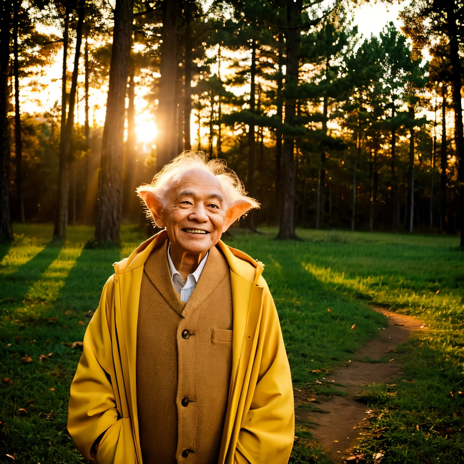 High quality photo Yoda generation prompt style:
High quality photo realistic composition:
Yoda is facing forward Yoda is smiling Yoda is sitting Yoda is holding a staff Background:
nature forest sunset lighting:
soft warm colors:
green brown yellow details:
The texture of Yoda's skin The wrinkles of Yoda's robe The texture of Yoda's hair