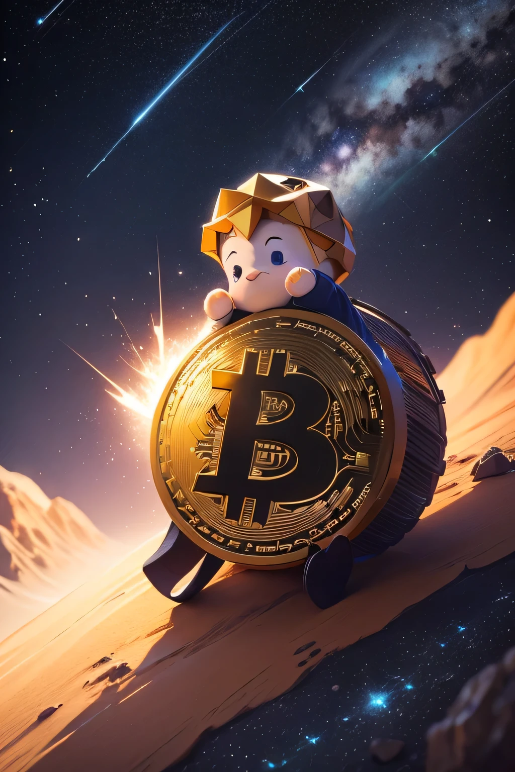 bitcoin ilustrated, shooting stars