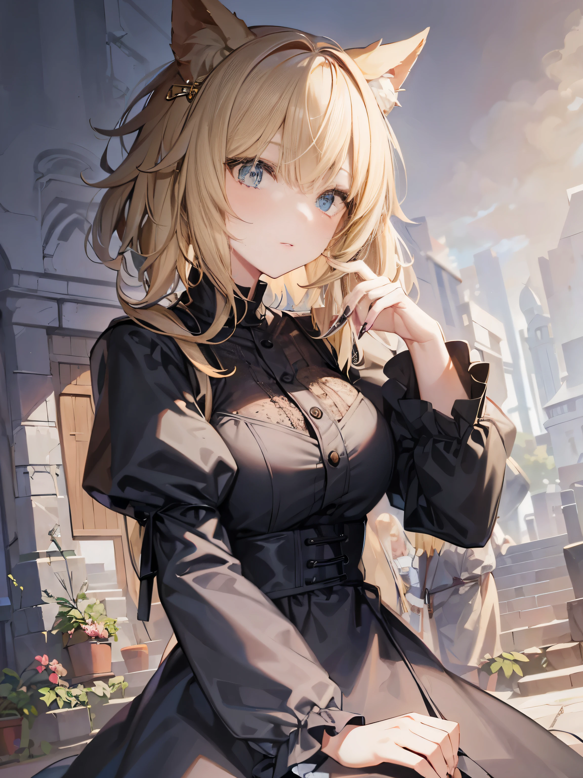 short hair, blonde hair,