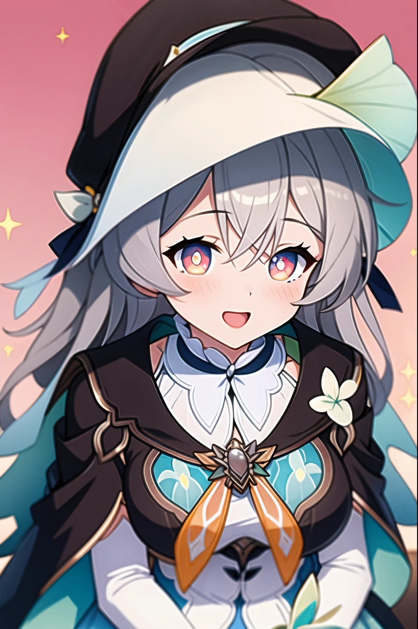 (masterpiece, best quality:1.2), 1 girl,Blue-pink gradient pupils,Brown and light teal,silver long hair,White·,sit,looki at viewer,(((Wedding dress)))(((Wedding dress头巾)))(((bunch of flowers)))sea,excited,open mouth,