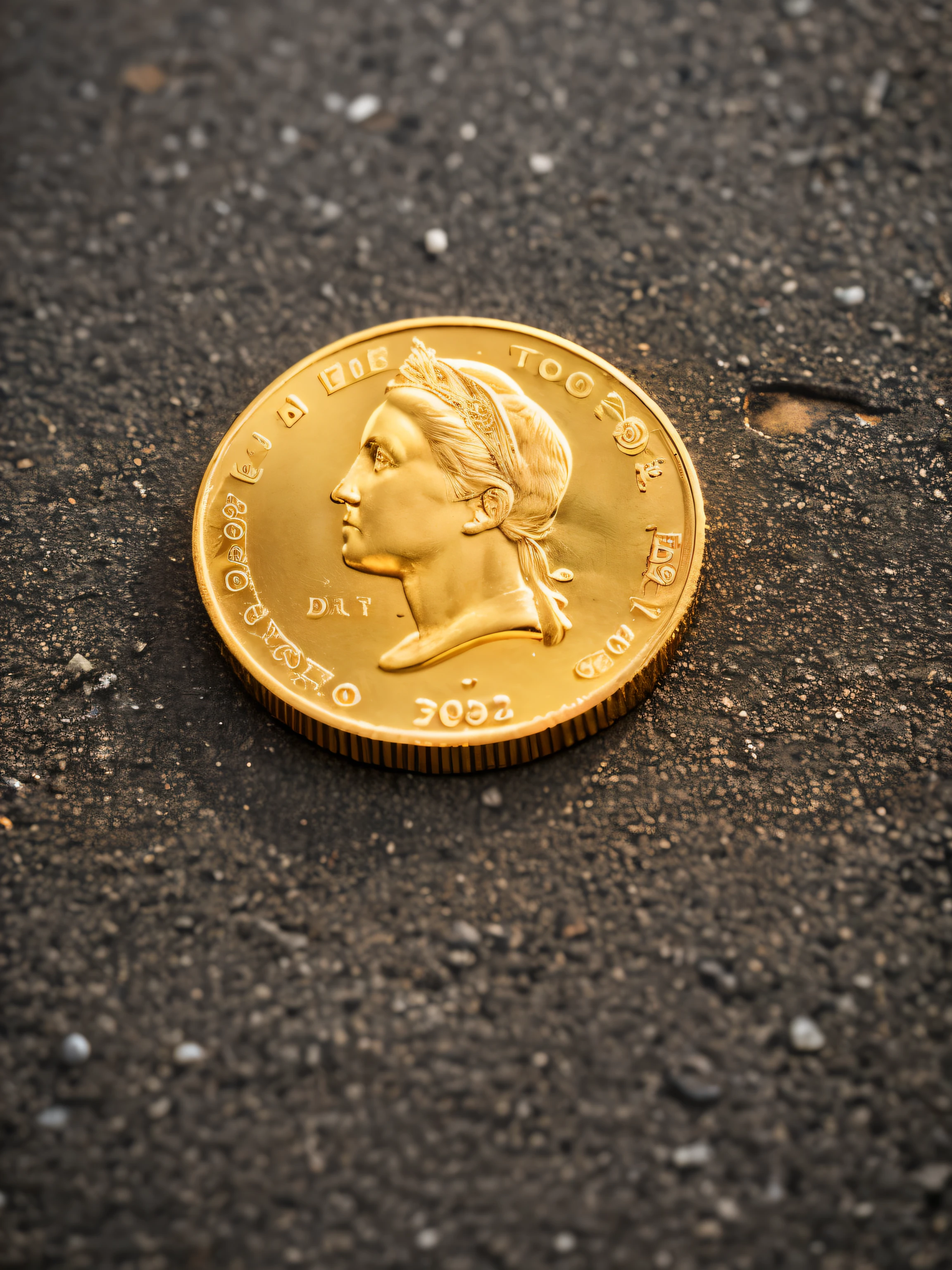 gold coin on ground