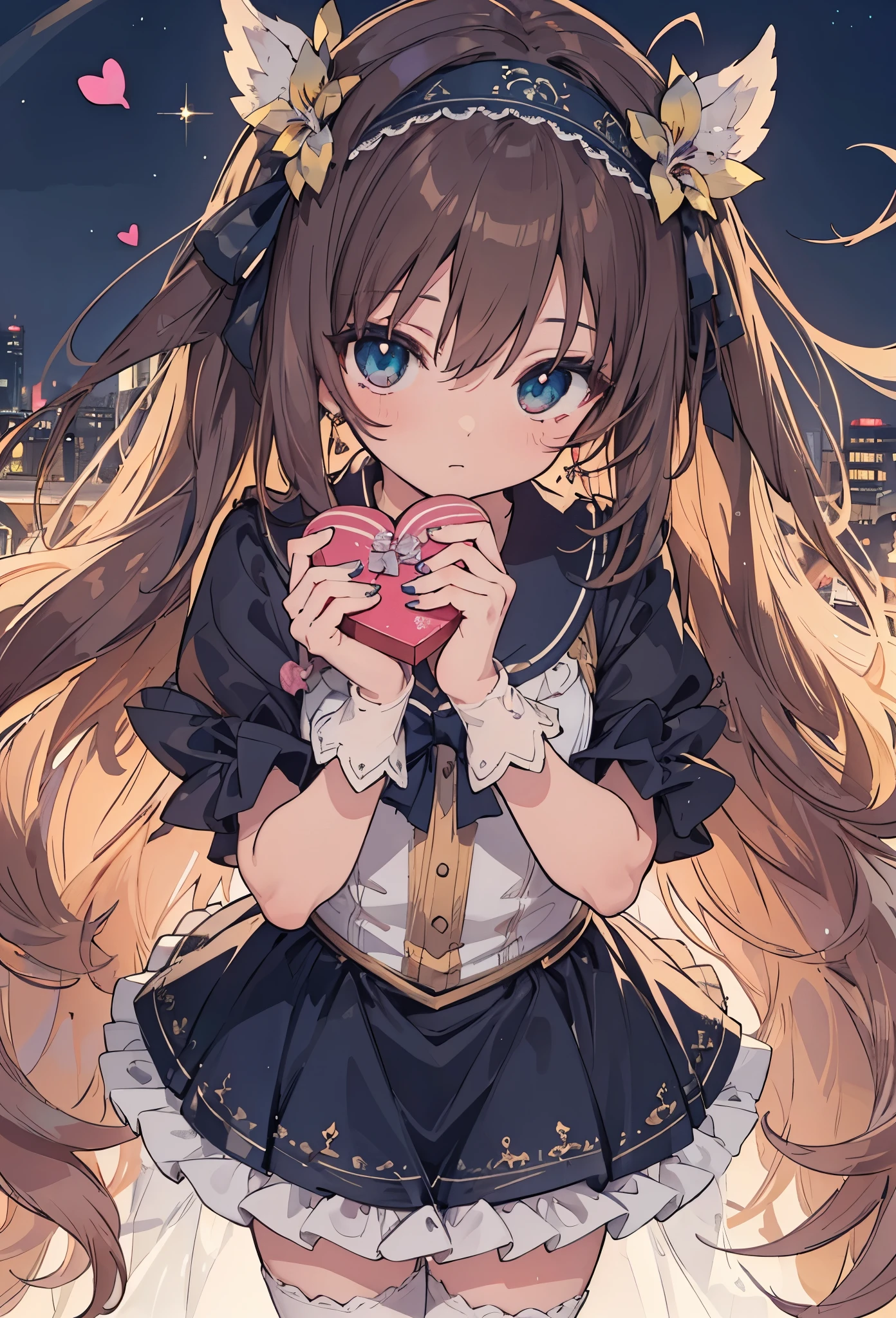 ((Highly accurate drawing in every detail)Extremely precise depiction)[High resolution],(detailed illustrations,Very detailed and precise drawing,Delicate drawn lines with tempo,Realistic texture expression),[color traced main line],[night park[night view]],(HENTAI anime Girl (Pretty) 12 years old (low length[Plump])) (Cream brown hair[straight hair])((valentine&#39;s day magical girl)),(headband[chocolate((heart mark))])(chocolateカラーのケープ(puff sleeves)[Lace Ruffled Ribbon](Tiered skirt))[[low rise]Color stockings],[Silk Fabric][[Wrapping the body with ribbons]],transparency [Soft ambient light] gravure [Colorful],(intricate and beautiful decoration [Dense detail]),(Fine and beautiful skin expression [transparency]),((Precisely drawn eyes))[完璧な目のdetailed((Beautiful eyes like jewels)Iris drawn in precise detail)[clearly drawn pupils]],[eyes light[Pinpoint lighting for the eyes]],[long and beautiful eyelashes],[precisely drawn hair [美しく艷やかな髪のdetailed]],(完璧な手のdetailed [Beautiful fingers with no damage [beautiful nails]]),(perfect anatomy(perfectly balanced proportions))[[full body portrait]],[ideal color coordination(Accurate simulation of light and material interactions)],([Precision Detail](detailed,High definition)),[[Pale and gentle colors]][Visual art that tells a story].