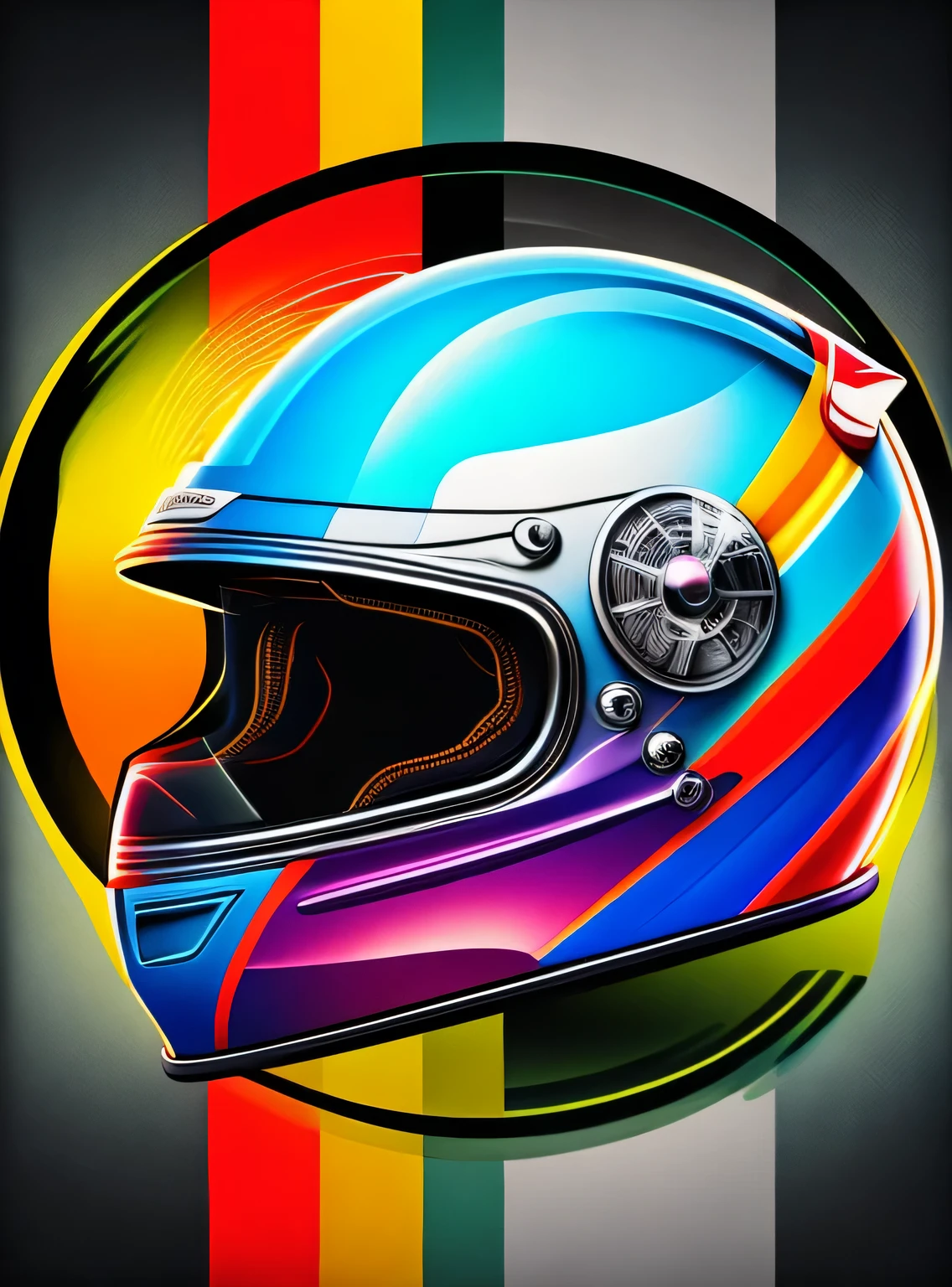 the colorida abstract of motorcycle helm, fundo de itens de garagem, (colorida,altamente detalhado,arte vetorial)