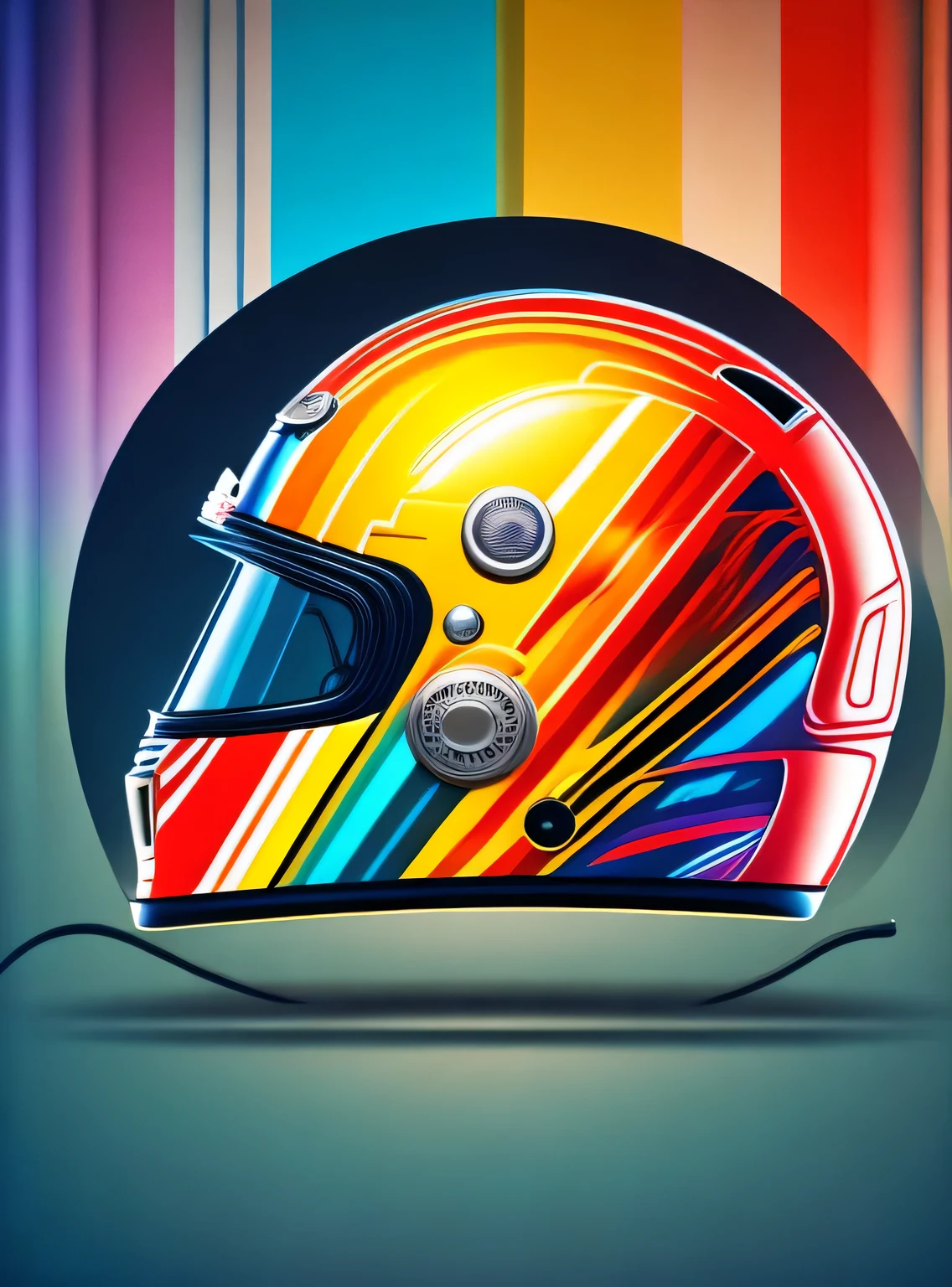 the colorida abstract of motorcycle helm, fundo de itens de garagem, (colorida,altamente detalhado,arte vetorial)