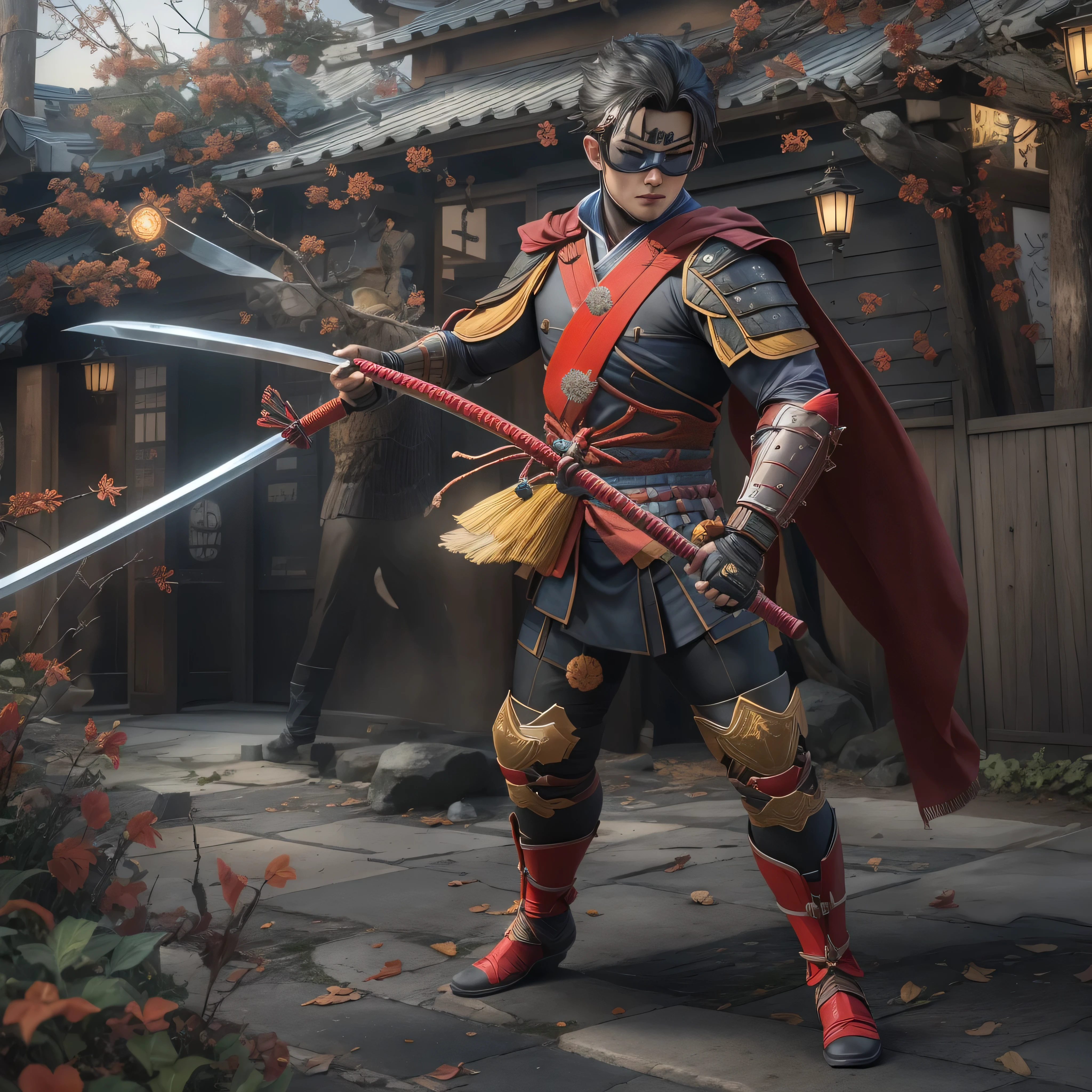 DC comic's, Samurai Robin, the boy wonder, photo-realistic, octane render, unreal engine, ultra-realistic