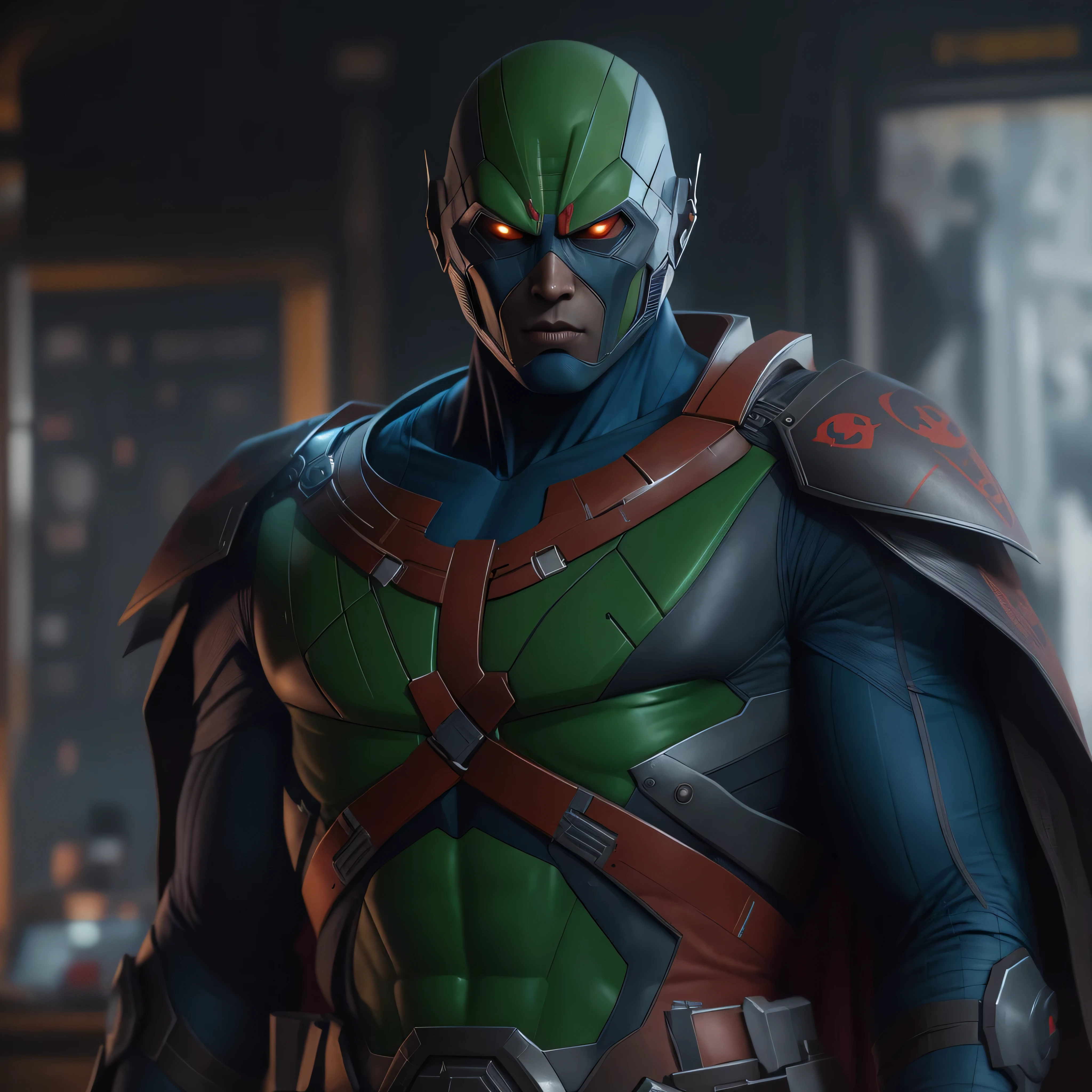 DC comic's, Samurai Martian Manhunter, photo-realistic, octane render, unreal engine, ultra-realistic