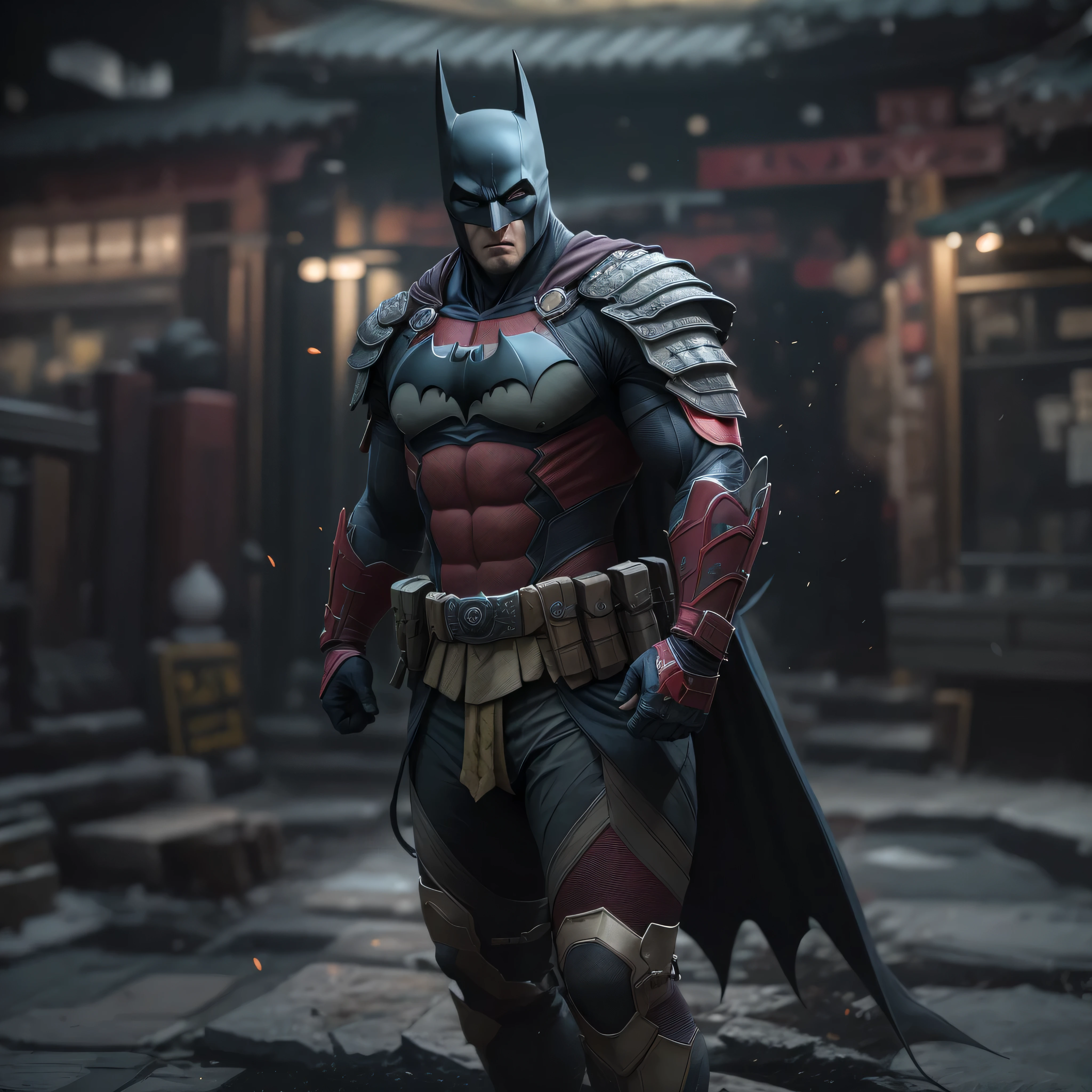DC comic's, Samurai Batman, photo-realistic, octane render, unreal engine, ultra-realistic