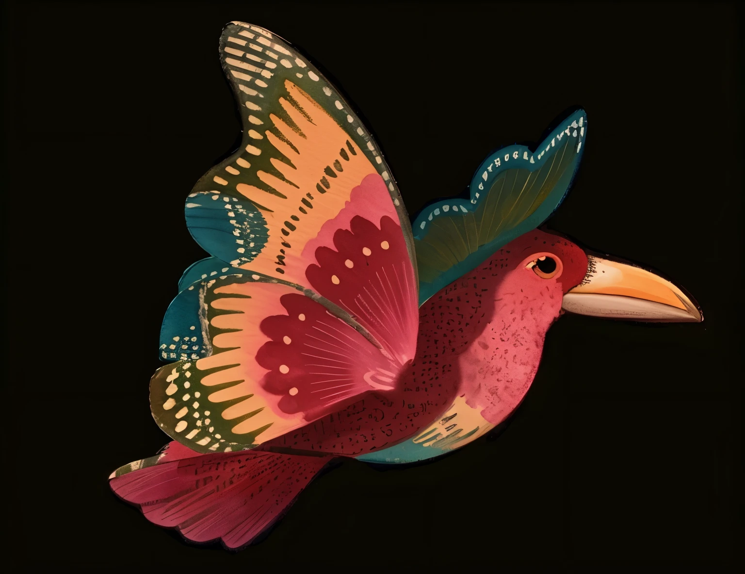 cute painting watercolor bird color, make a other four position