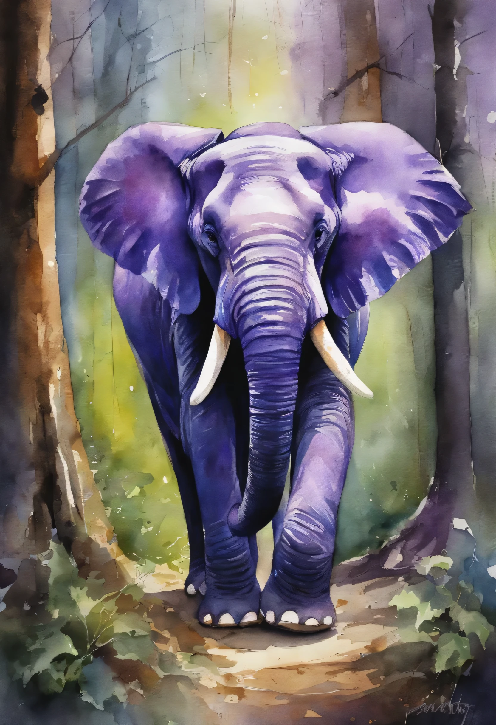 purple elephant in the forest