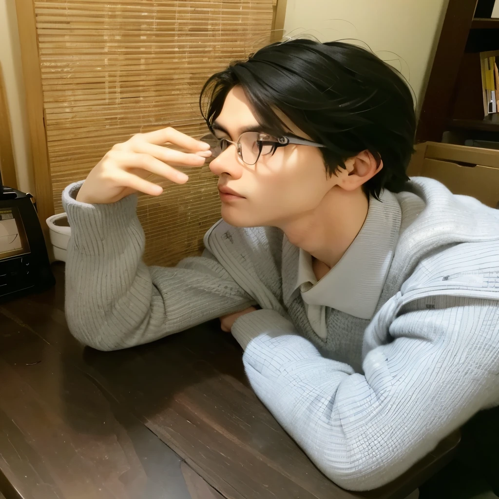 Arafed man sitting at a desk with a laptop, pintar ulzzang, cai xukun, delicate androgynous prince, Jung Jaehyun, Kosuke-ono, sakimichan, handsome androgynous prince, inspirado em Zhang Han, Kim Doyoung, foto de perfil, Jinyoung Shin, cute japanese demon boy, Shinichi Sakamoto