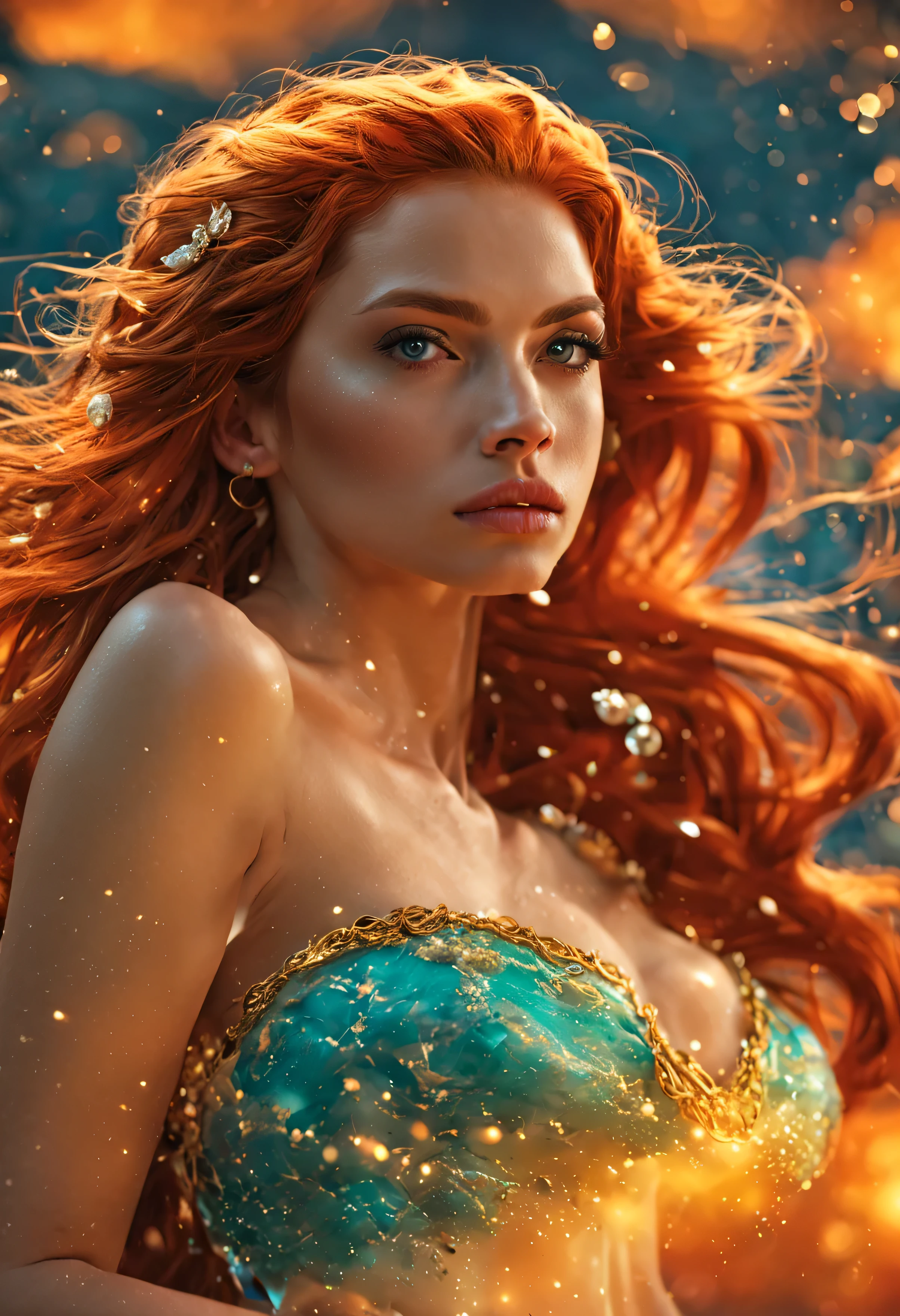 Elsa-Ariel Fusion, Mesclando modelos, melting, Roupas da Ariel, 1girl, Beautiful, character, Woman, female, praia, (master part:1.2), (melhor qualidade:1.2), (sozinho:1.2), ((pose de luta)), ((campo de batalha)), cinemactic, olhos perfeitos, pele perfeita, perfect lighting, sorrir, luz, cor, pele texturizada, detalhe, Beleza, maravilha, ultra-detalhado, rosto perfeito