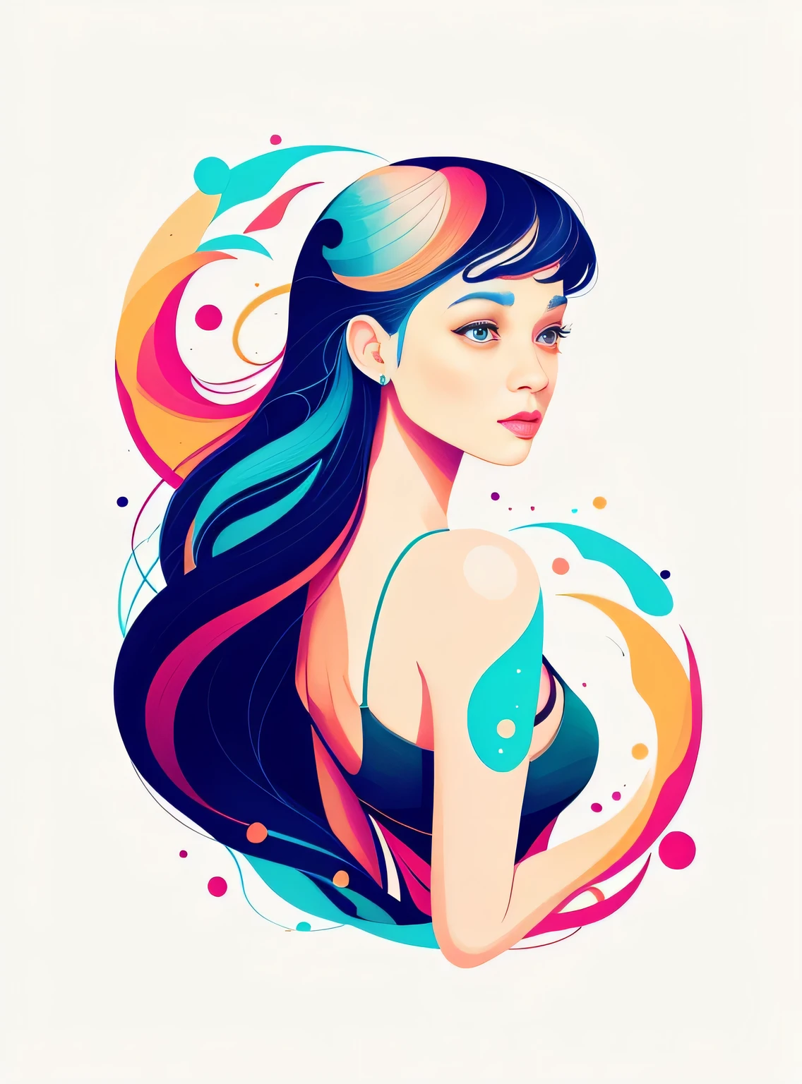 arte vetorial， isolado no fundo branco puro vazio(3)(pela artista Anna Dittman (Anna Dittmann) (Anna Dittmann):1), (((obra-prima))), (((melhor qualidade))),((Extremamente delicadamente lindo)), flat illustration