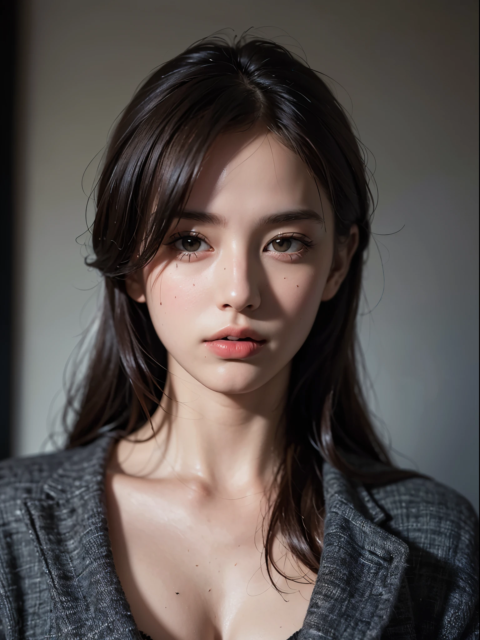 Best quality, masterpiece, ultra high res, (photorealistic:1.4), raw photo, 1girl, in the dark, deep shadow, low key, cold light
