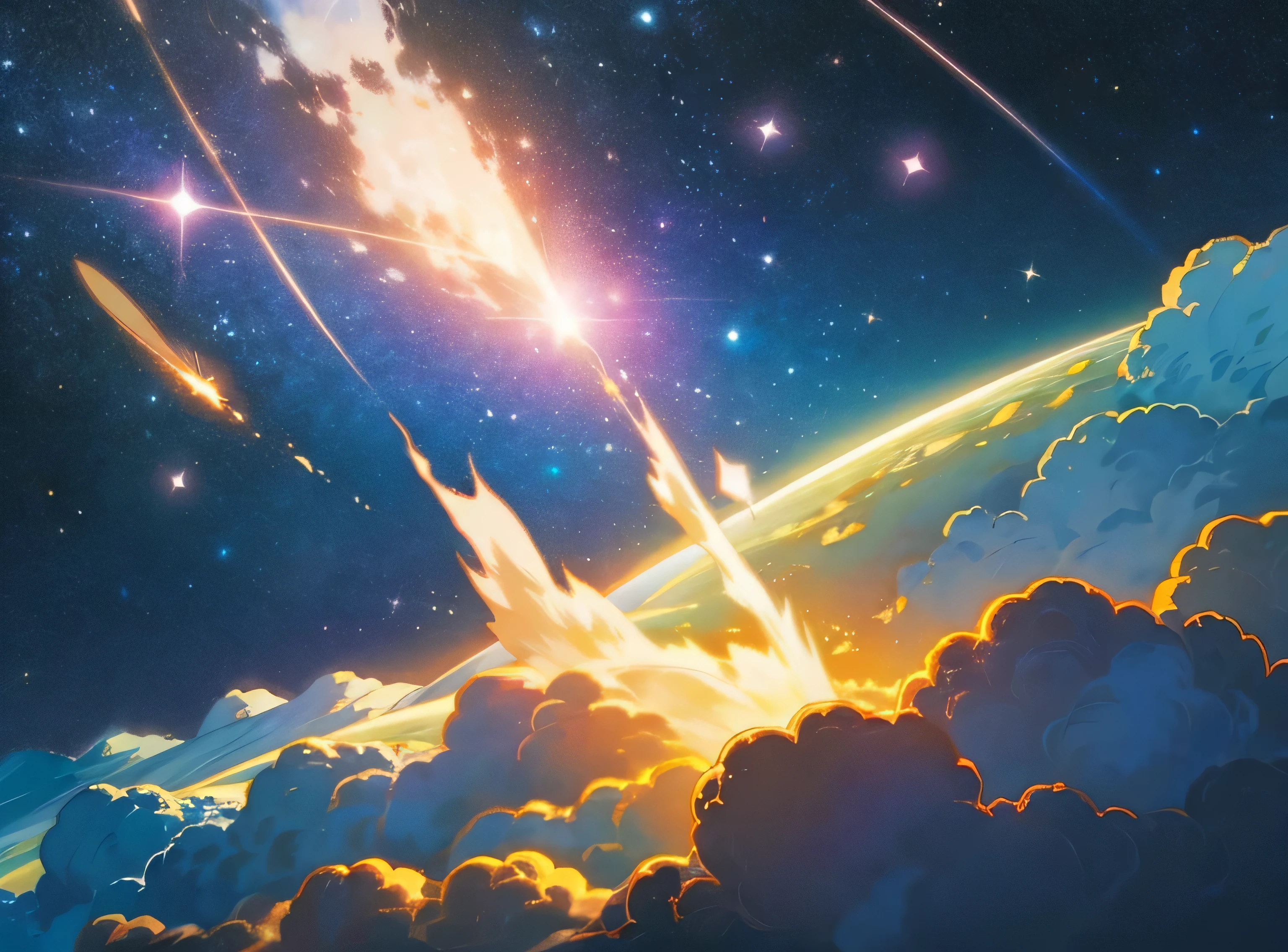 ghibli universe falling stars and meteorites galaxy outerspace endless