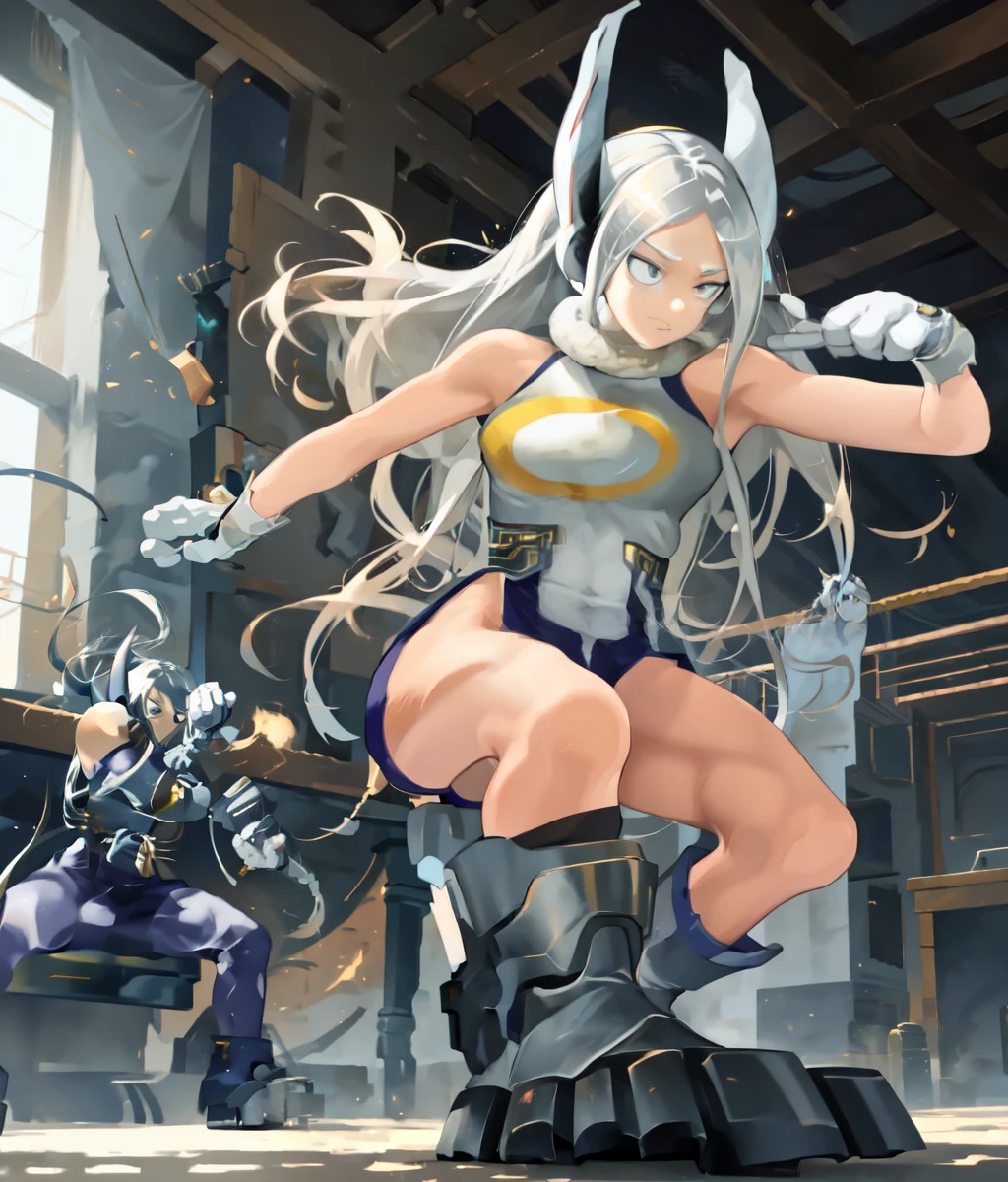 anime character with a sword and a helmet on a pedestal, biomechanical oppai, cutesexyrobutts, cushart krenz key art feminine, kda, tifa lockhart with white hair, cyborg - girl with silver hair, ashe, twintails white_gloves, fighting game character, guilty gear art style, thighs!!!, full art