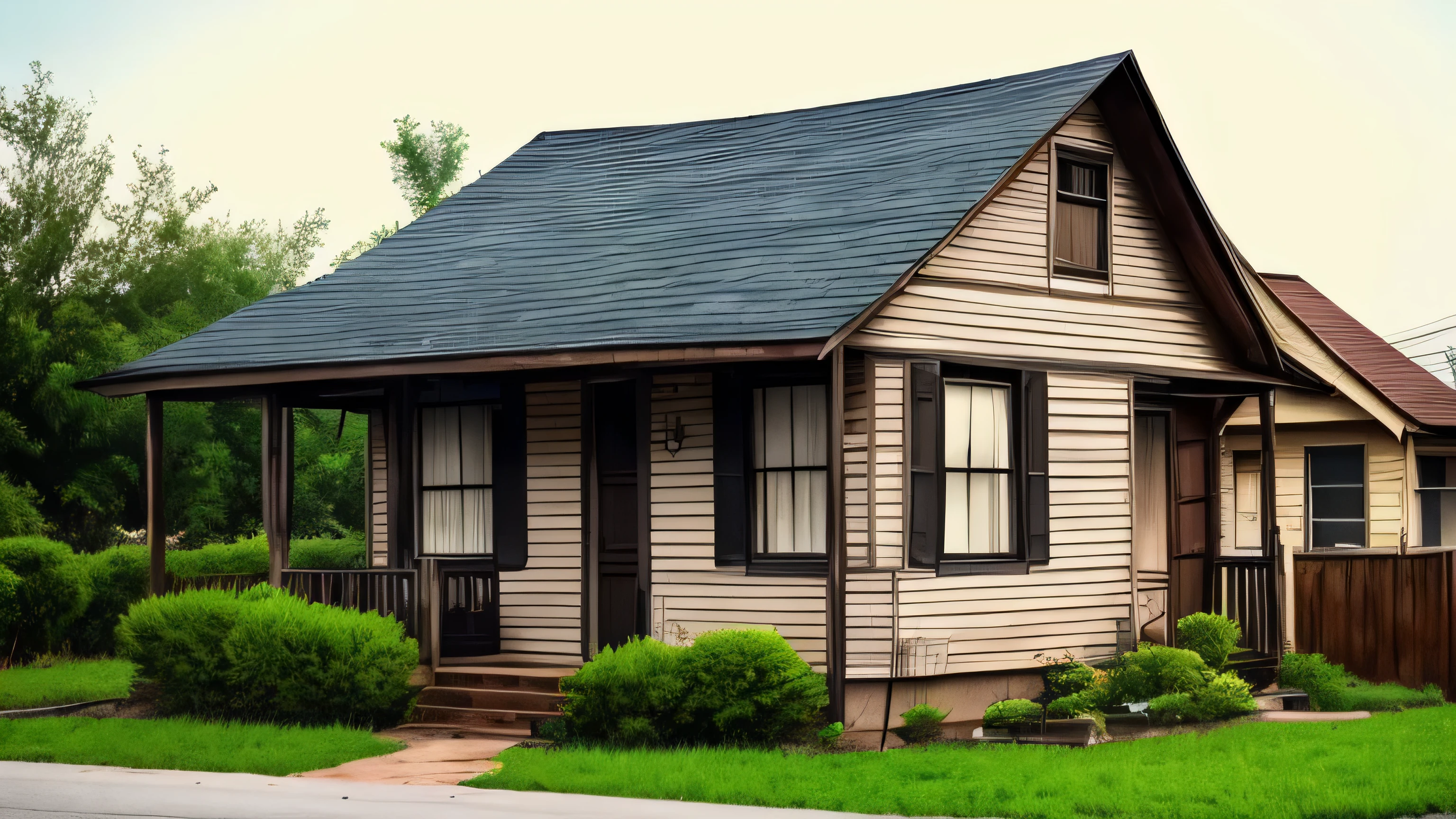 old very small house in an american neiberhood