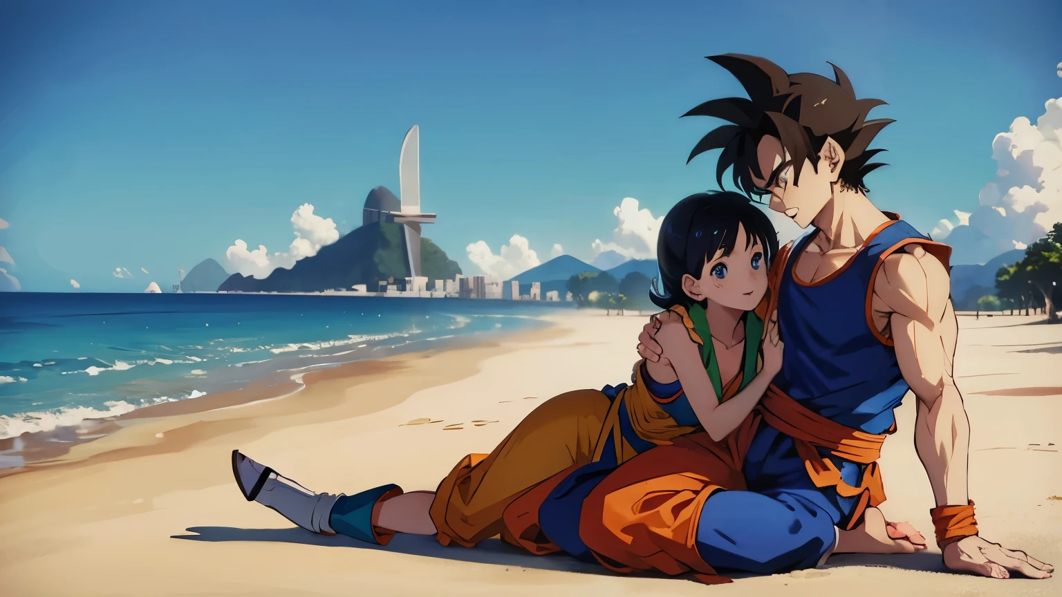 goku e vegeta, vendendo sorvete, na praia do rio de janeiro, brasil