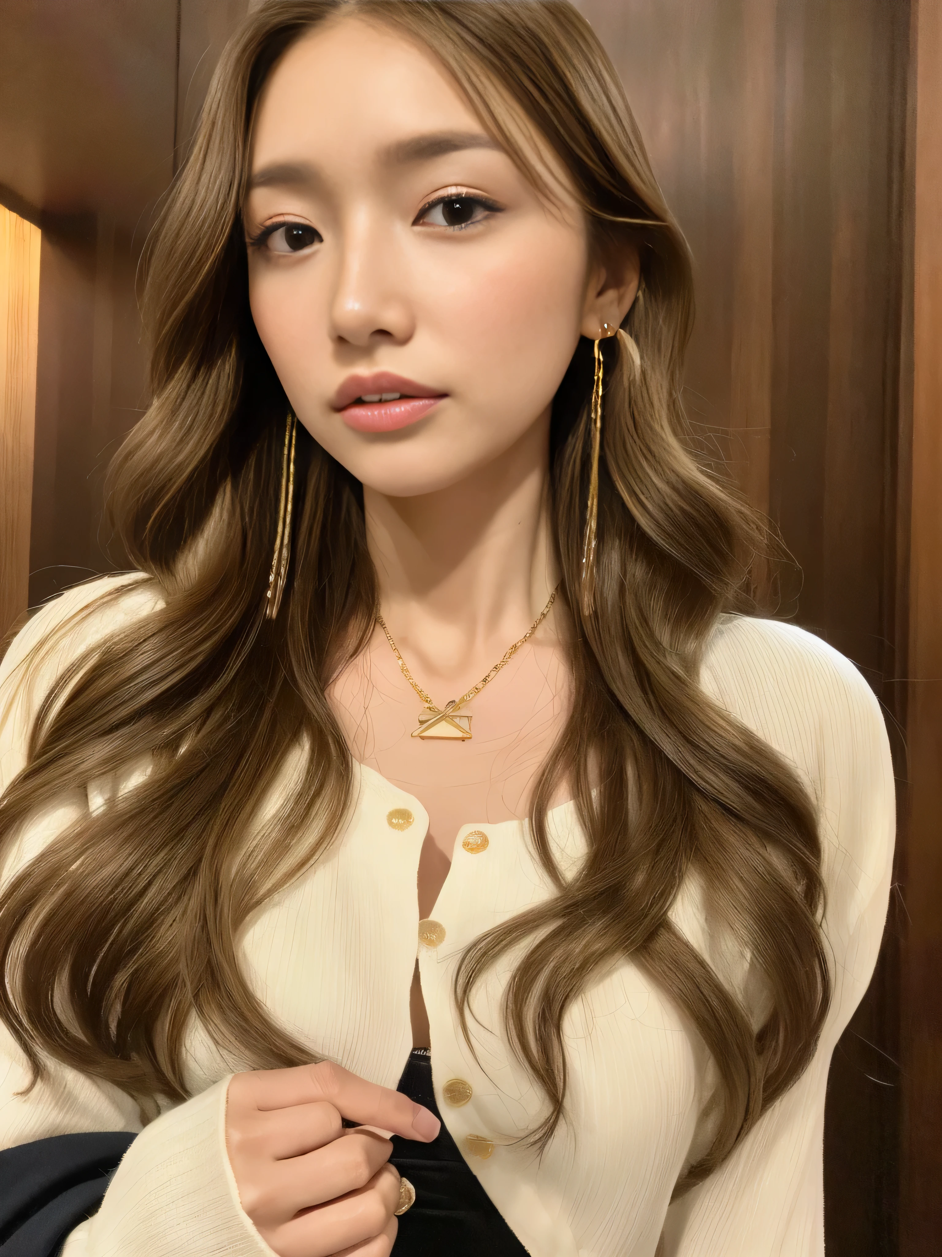 - []photorealistic:1.37、muste piece、highest quality、Raw photo、disorganized、nffsw、1girlin、wavy hair、brown hair、charming、look at viewer、Tokyo Towerのハイタワーオフィスビルのオフィスの大会議室で、Tokyo Tower、intricate details、detailed background、detailed skin、pores、High resolution、nffsw、beautiful model、Soft light on the face、japanse_modeled、((Hair with loose waves inside:1.2)),((gold necklace＿Large earrings:1.2)),((Super long brown hair:1.2))、((white long sleeve button up blouse_brown pleated mini skirt:1.3)),