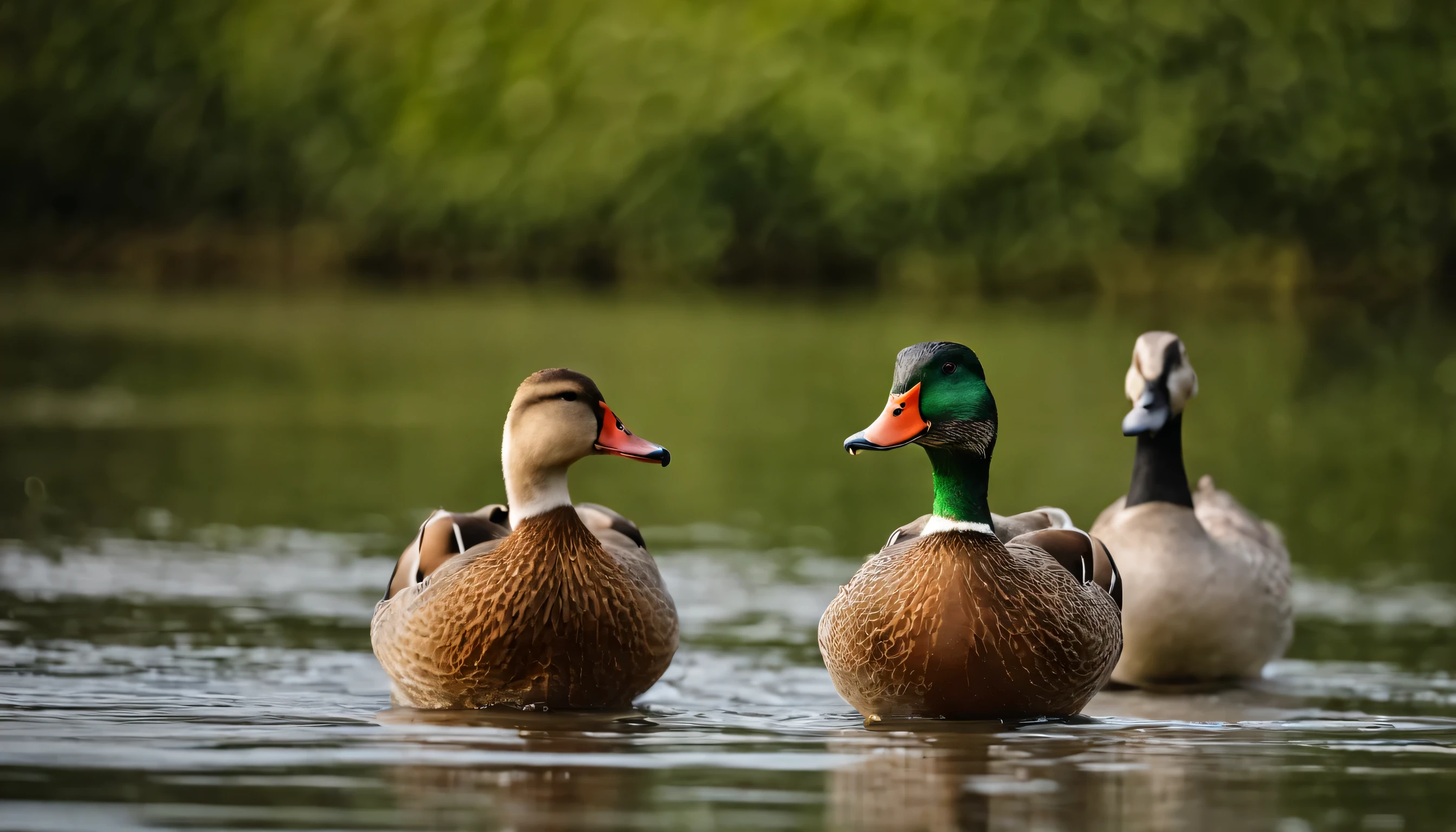 Formation of Flocks: Picture a group of ducks on the water, forming a cohesive flock. Highlight the unity and community spirit as they swim together, showcasing the strength found in numbers.