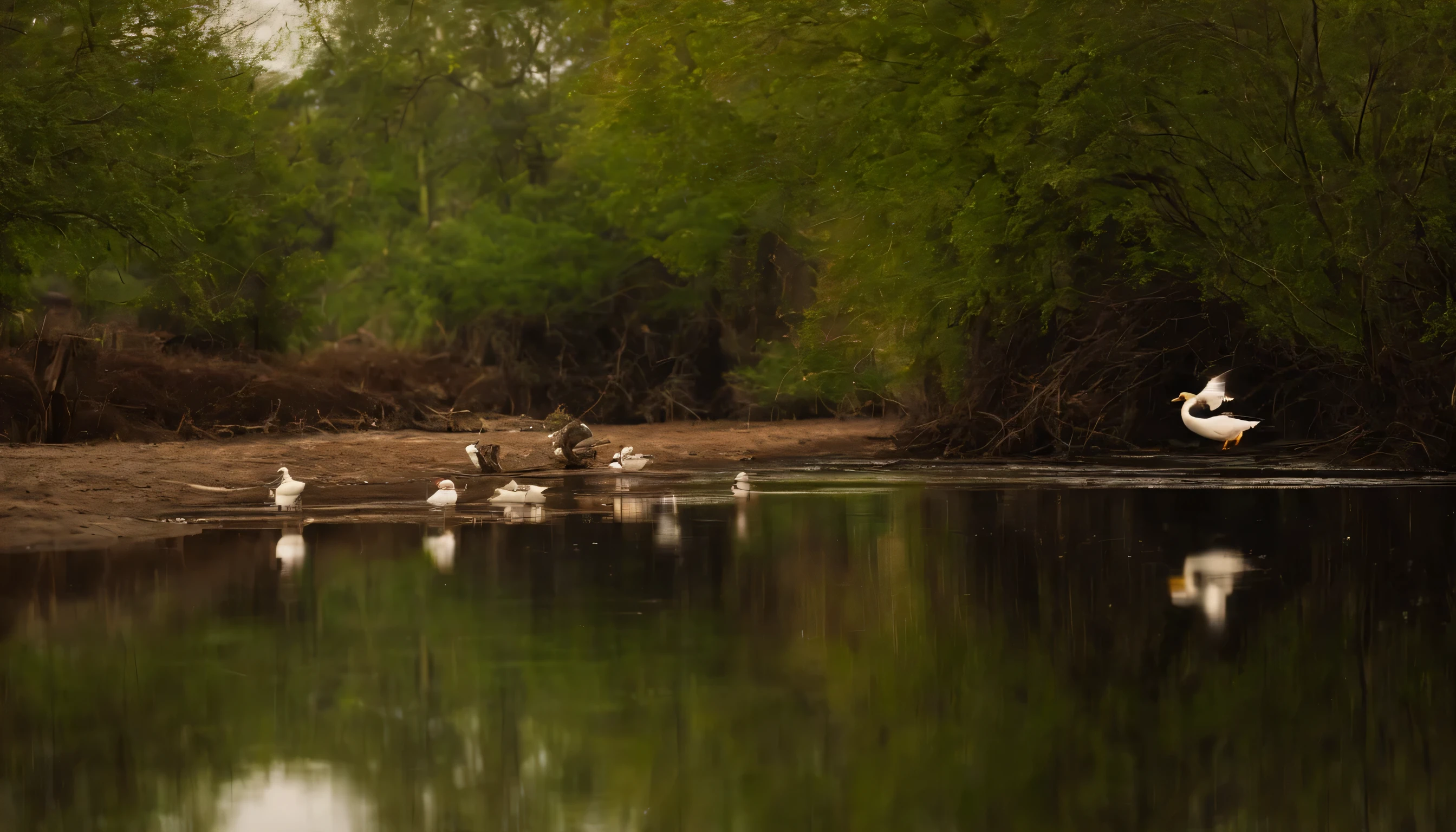 Adaptability: Visualize different habitats, from ponds to rivers and coastal areas, showcasing ducks' adaptability. Show them navigating various environments, underscoring their ability to thrive in diverse conditions.