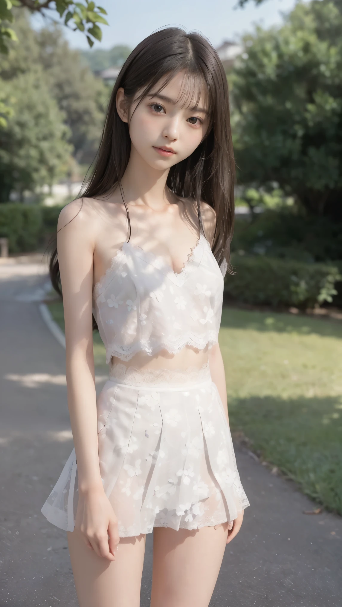 straight hair swaying in the wind 、Show ears、embarrassed look、embarrassing
(RAW photo, highest quality), (((((超絶realisticフォトリアル))))), masterpiece, Shoulders are very narrow and small、delicate, slender and beautiful, soft light, (brown hair, Shoulder-length straight hair sways in the wind), beautiful detailed girl, (finger details), Highly detailed double eyes and face, Beautiful and delicate nipples and areola, beautiful and detailed eyes, 1 girl, Japanese, Neat beauty, cute, young, smile, 超美しくてcute顔、(small and thin thighs 1.8),(small ass）, All 7 S Bian, , gardenia, (skinny slender beautiful girl:1.4), Thin and small waist and thighs, (full nude:1.3), (medium breasts), realistic face, realistic body, outdoor、Highly detailed CG Unity 8K wallpaper, highest quality, Super detailed, masterpiece, realistic, photo realistic, 非常に詳細なcute女の子, 20-year-old, floral dress, blush, parted lips, looking at the viewer  , 半身full nude、shot , (crowd), (crowded park) , realistic美しく美乳、, 非常に詳しいcute女の子, 20-year-old, ((highest quality、perfect extreme facial details、white floral skirt with lace、