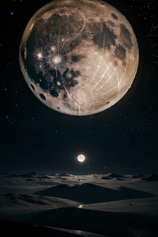 moon and stars with random worlds 