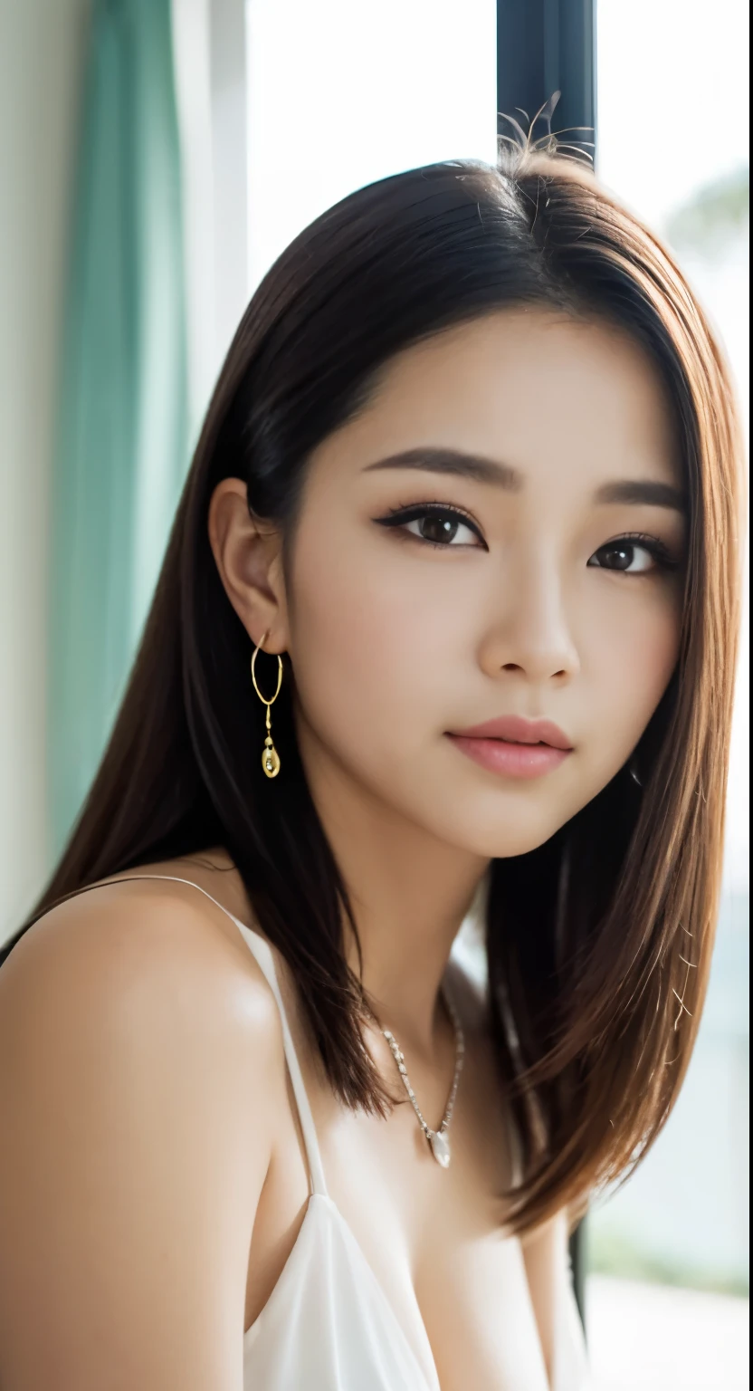 Arapei asian woman in bathtub,A towel is worn over his head, popular korean makeup, Beautiful young Korean woman, beautiful Korean women, Gorgeous young Korean woman, Popular Korean makeup, Choi Hyun-hwa, jaeyeon nam, portrait of female korean idol, Soft portrait shot 8 K, young lovely Korean faces, gongbi, gold earring