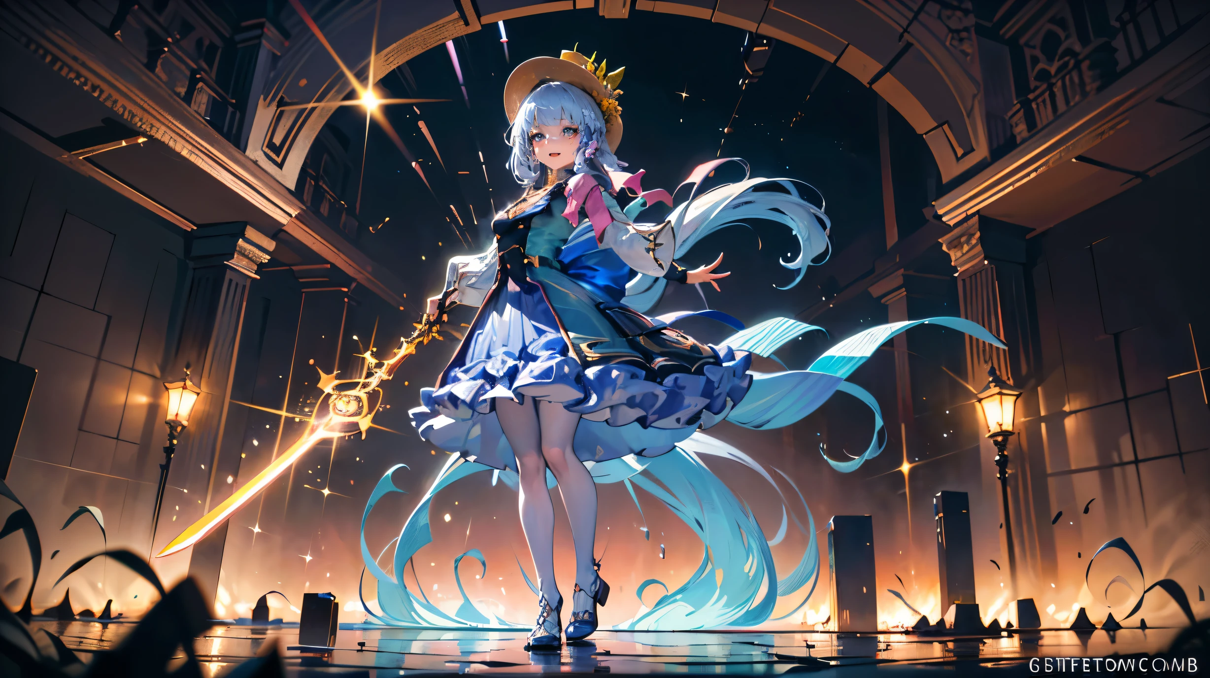 anime catgirl femboy with catears giving a in torn leggings
