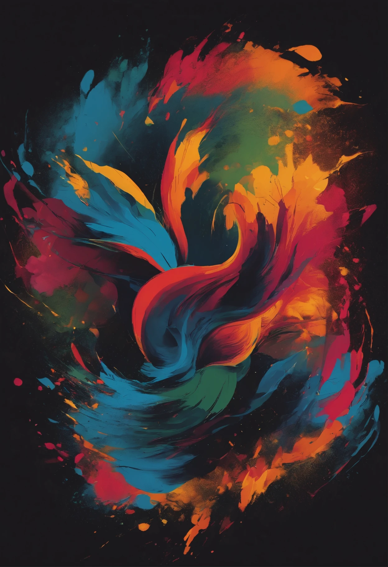 Abstract Expressionism, RGB, Fantasy, Realism, Impressionism:: t-shirt vector, center composition graphic design, plain background::2 mockup::-2 --upbeta --ar 1:1