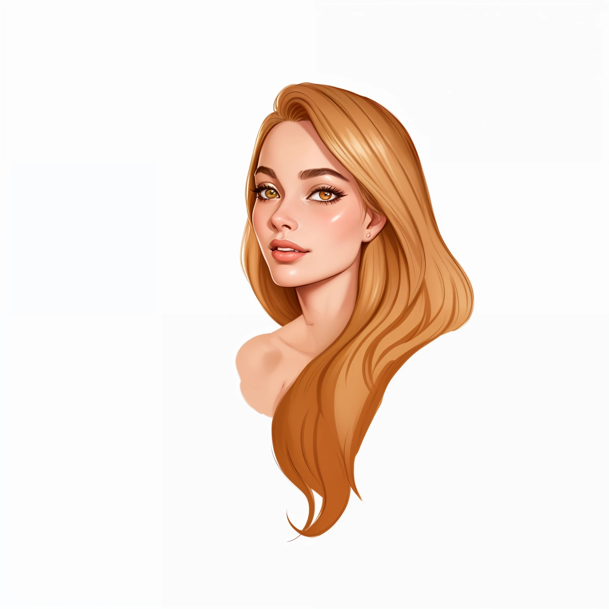 desenho de uma mulher com longos cabelos loiros e batom vermelho, no art style by bowater, digital illustration portrait, Retrato de Margot Robbie, retrato de margot robbie, portrait illustration, in digital illustration style, retrato feminino realista, arte digital de um elegante, Detailed illustration portrait, cartoon style illustration, mulher da beleza com rostos detalhados, desenho de estilo vetorial, retrato de desenho animado