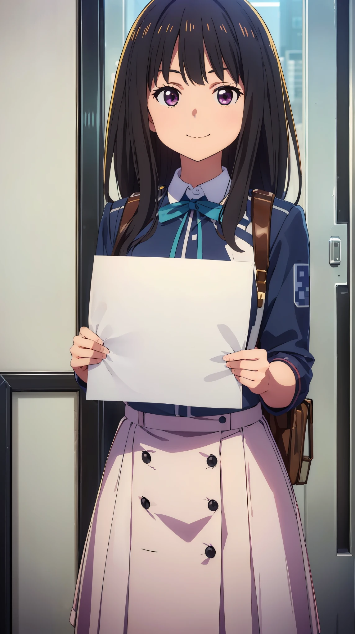 RIN SHIBUYA、1 girl, mature woman, green eyes、black long hair、casual clothes、blue sweater、long pants、I&#39;m panicking、A flustered look、bow, highest quality, hire, detailed face, embarrassed look、blushing、wearing glasses、home bedroom、 detailed background, Depth of written boundary, Bokeh、