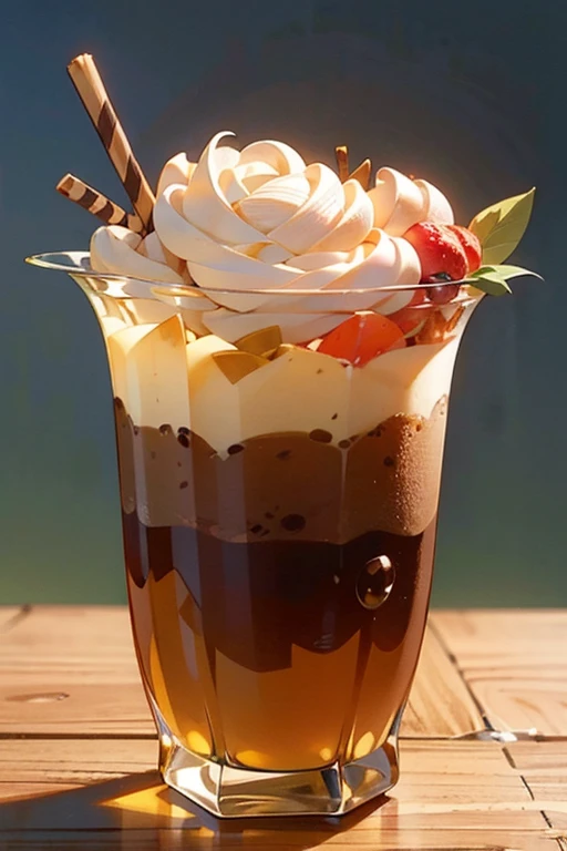 (best quality,4k,8k,highres,masterpiece:1.2),ultra-detailed,(realistic,photorealistic,photo-realistic:1.37),vibrant colors,studio lighting,portraits,a glass of delicious boba tea,strawberry flavor,coffee flavor,creamy milk tea,detailed bubbles,freshly brewed tea leaves,crushed ice,revealing the layers of flavors,artistic presentation,irresistible aroma,refreshing and indulgent drink,enticing colors and texture,aesthetic background,enhanced by natural lighting,luscious toppings,mouth-watering treat,meticulously crafted,enticing swirls of cream,perfectly balanced sweetness,tempting to sip on a hot summer day,overflowing with flavor,a visual feast for tea lovers.