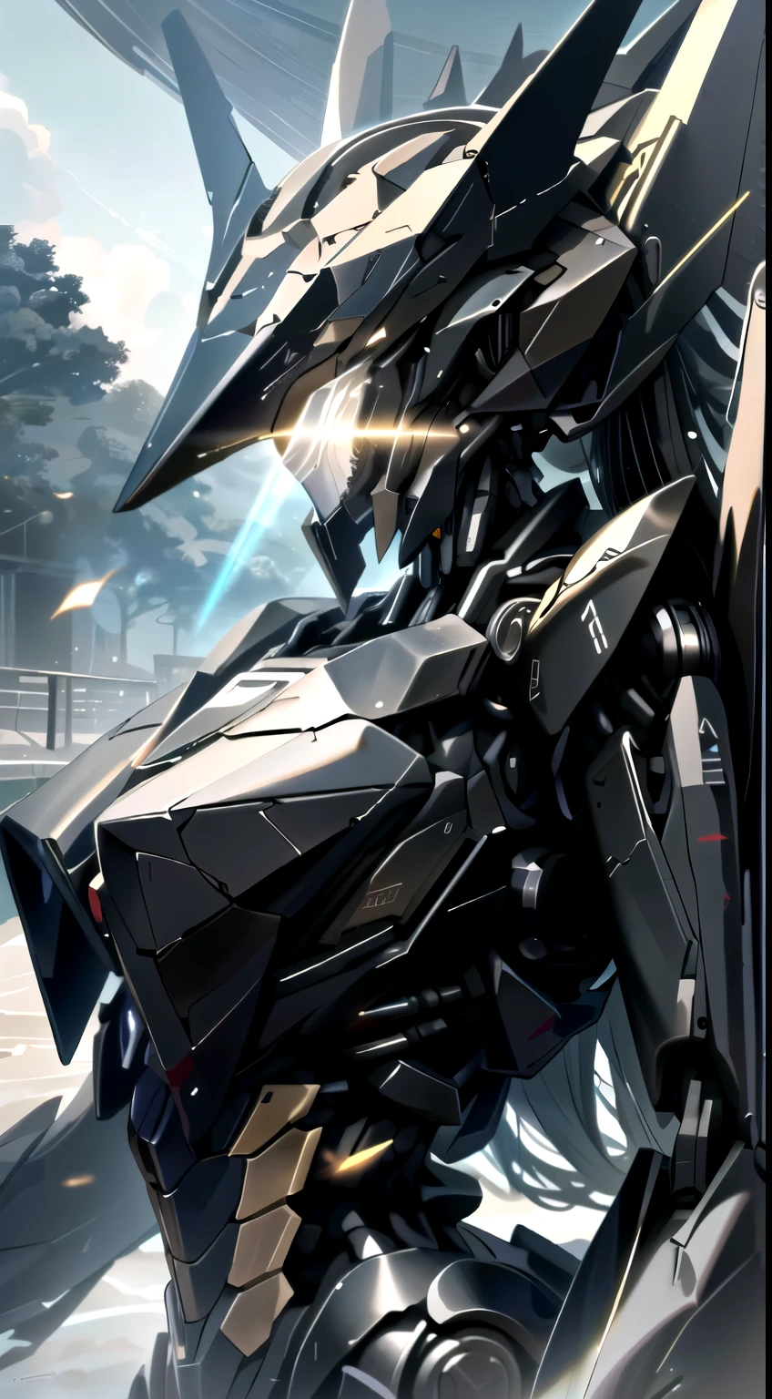 surrealismo, rastreamento de raio X-Ray, fotorrealista, Ultra HD, alto detalhe, 32K, melhor qualidade, pele texturizada, zona dos fiWindows: day, in bed, NSFW, surrealistic landscape, rays of light emanating from mecha, flight sequence, Funil: mecha ship, obra de arte, melhor qualidade, mecha, unmanned, (corpo todo: 1.8), (Black mecha: 1.4), (axisymmetric: 1.1), (HDR: 0.9), olhos brancos: glowing, legal: no