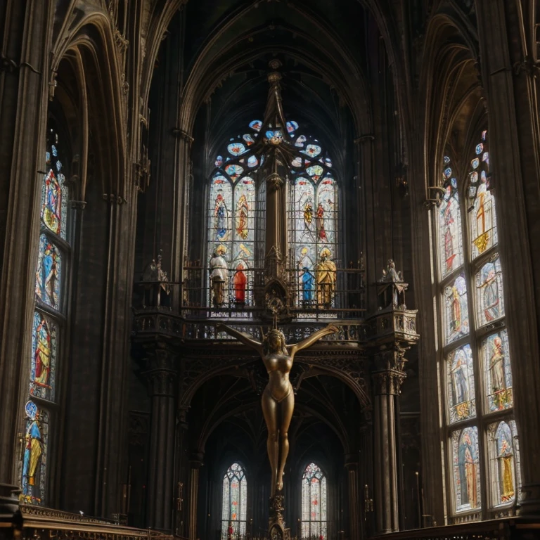 (best quality,4k,8k,highres,masterpiece:1.2),ultra-detailed,realistic,photorealistic:1.37,Notre Dame de Paris,cathedral,gothic architecture,stained glass windows,detailed sculptures,spires,towering structure,French heritage,iconic landmark,city of lights,sunlit facade,symbol of Paris,historical monument,rich history,ornate decorations,flying buttresses,gargoyles,rose window,imposing presence,majestic interior,grand organ,religious atmosphere,symmetry,breathtaking beauty,timeless charm,vivid colors,soft lighting,ethereal aura,tranquil ambiance,impressive scale,masterpiece of craftsmanship.