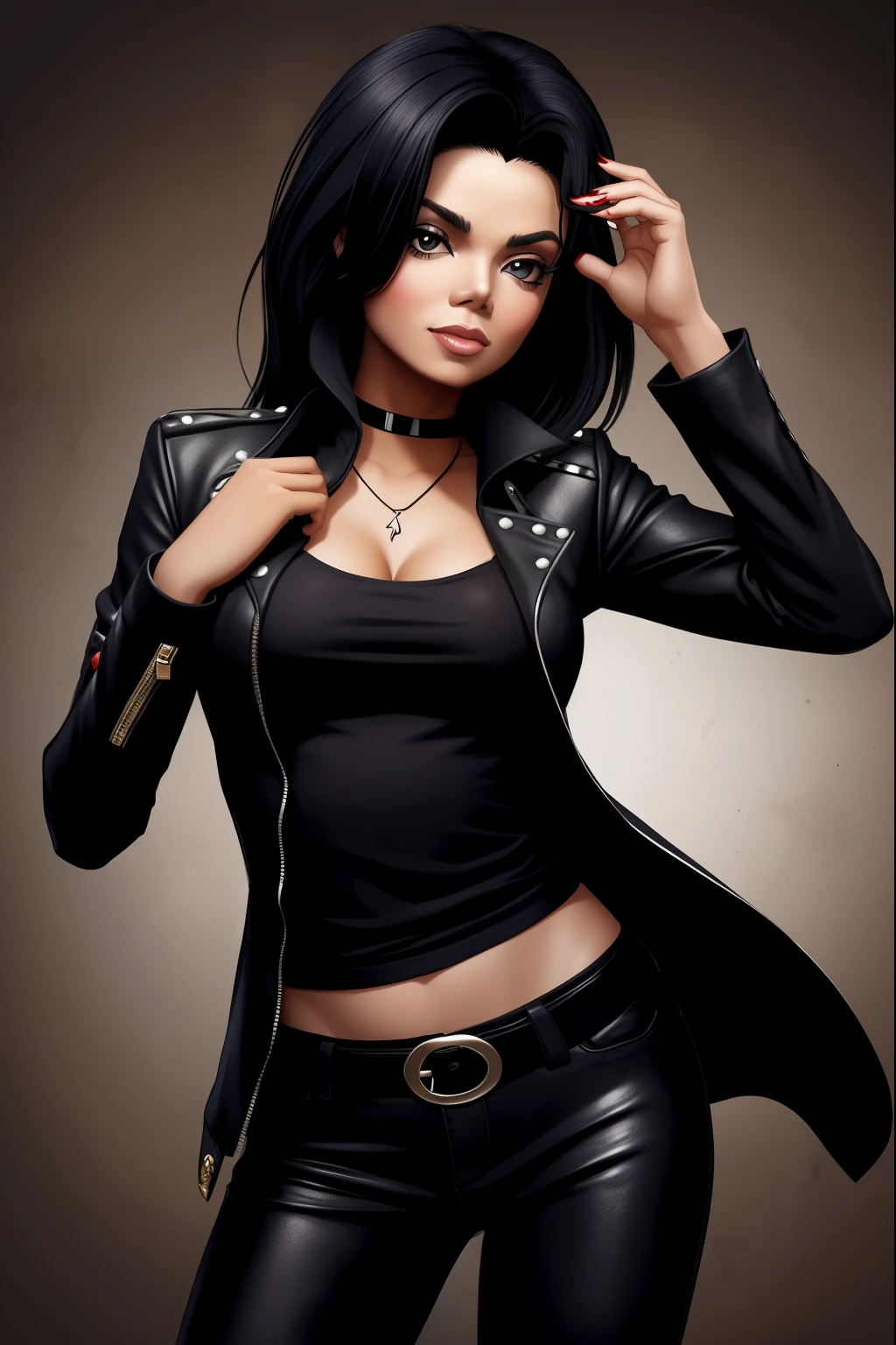 Michael Jackson Vampire girl logo with African boss texture...