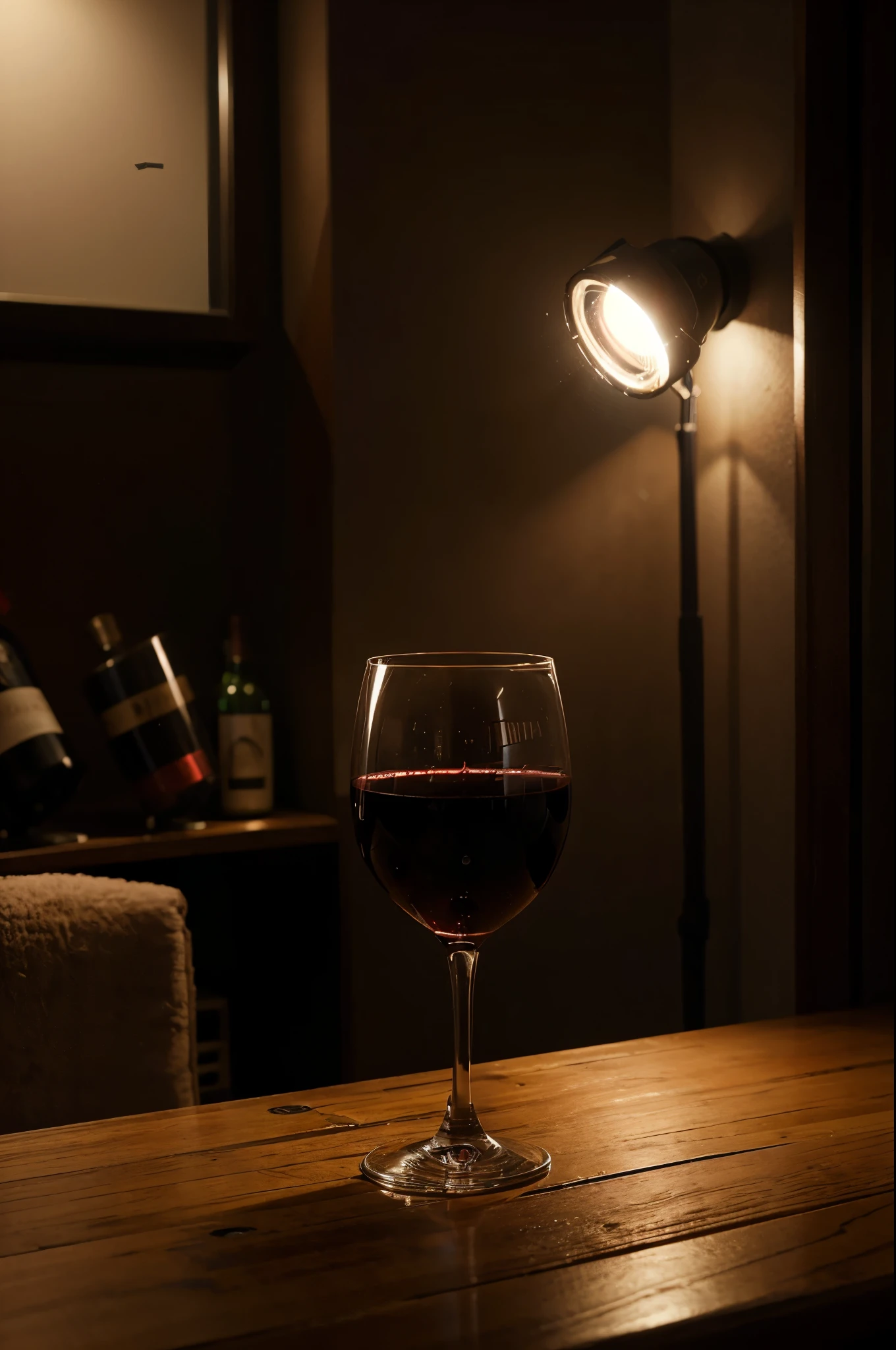 (fotorrealista:1.4), glass of wine, vinho, mesa
