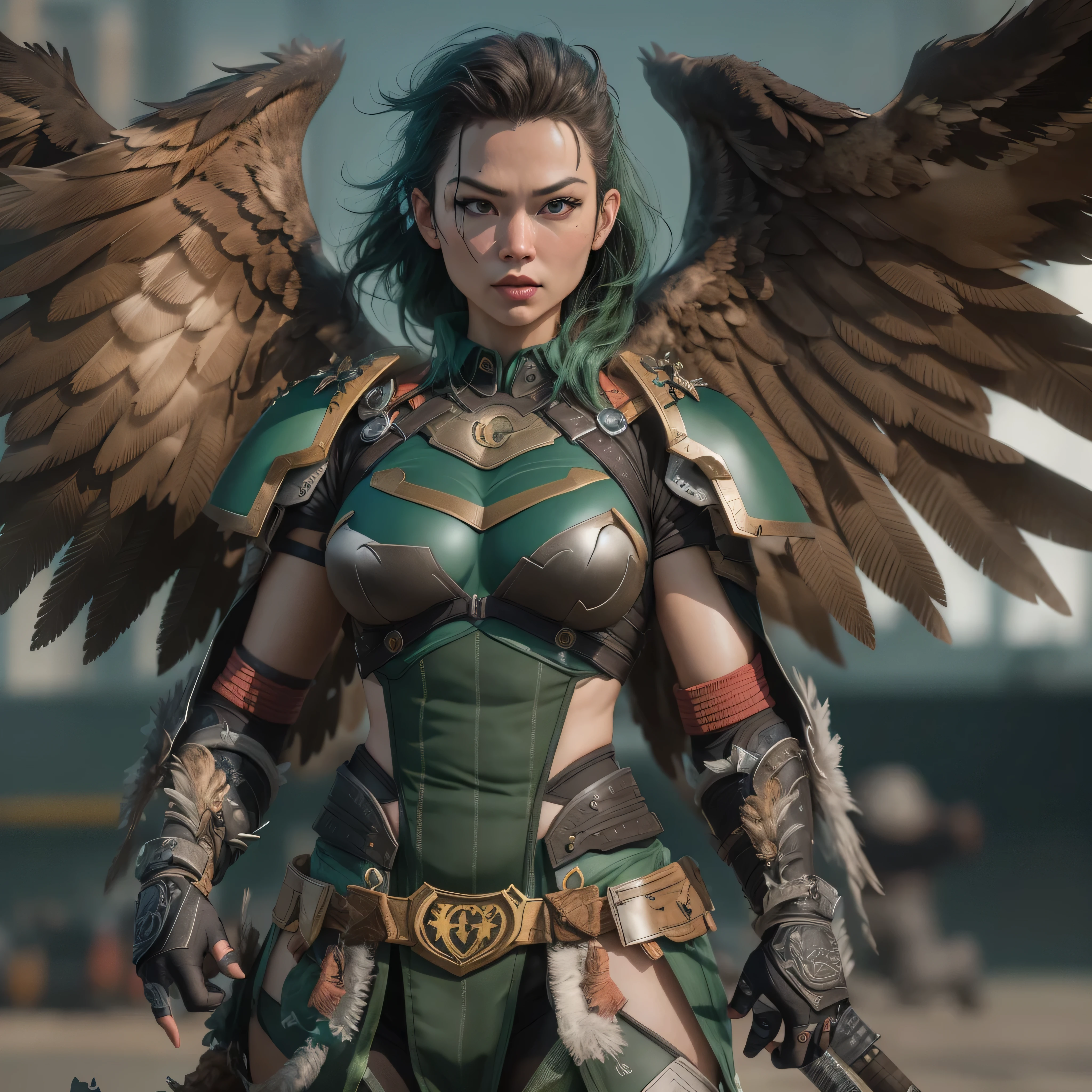 DC comic's, Hawkgirl, in samurai armor, photo-realistic, octane render, unreal engine, ultra-realistic