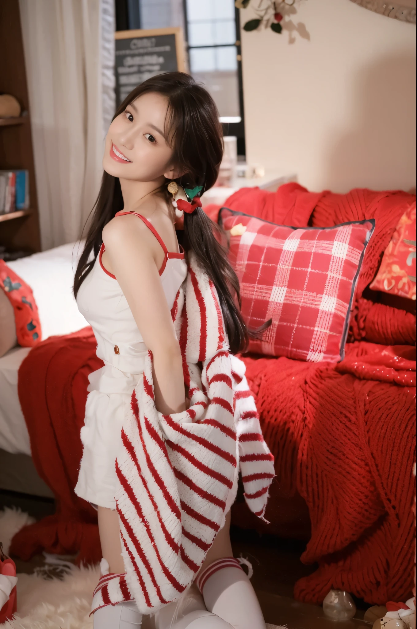 ((​Masterpiece, Top image quality, high resolution、alone、shiny skin))(on the table, best quality, actual, super detailed, meticulous, high resolution, 8k wallpaper), Close-up portrait of a beautiful woman, Chariada, smiling, light brown messy hair, Perfect dynamic composition, 美丽meticulous的眼睛, Just like the cover of a fashion magazine, on campus，wearing gold glasses