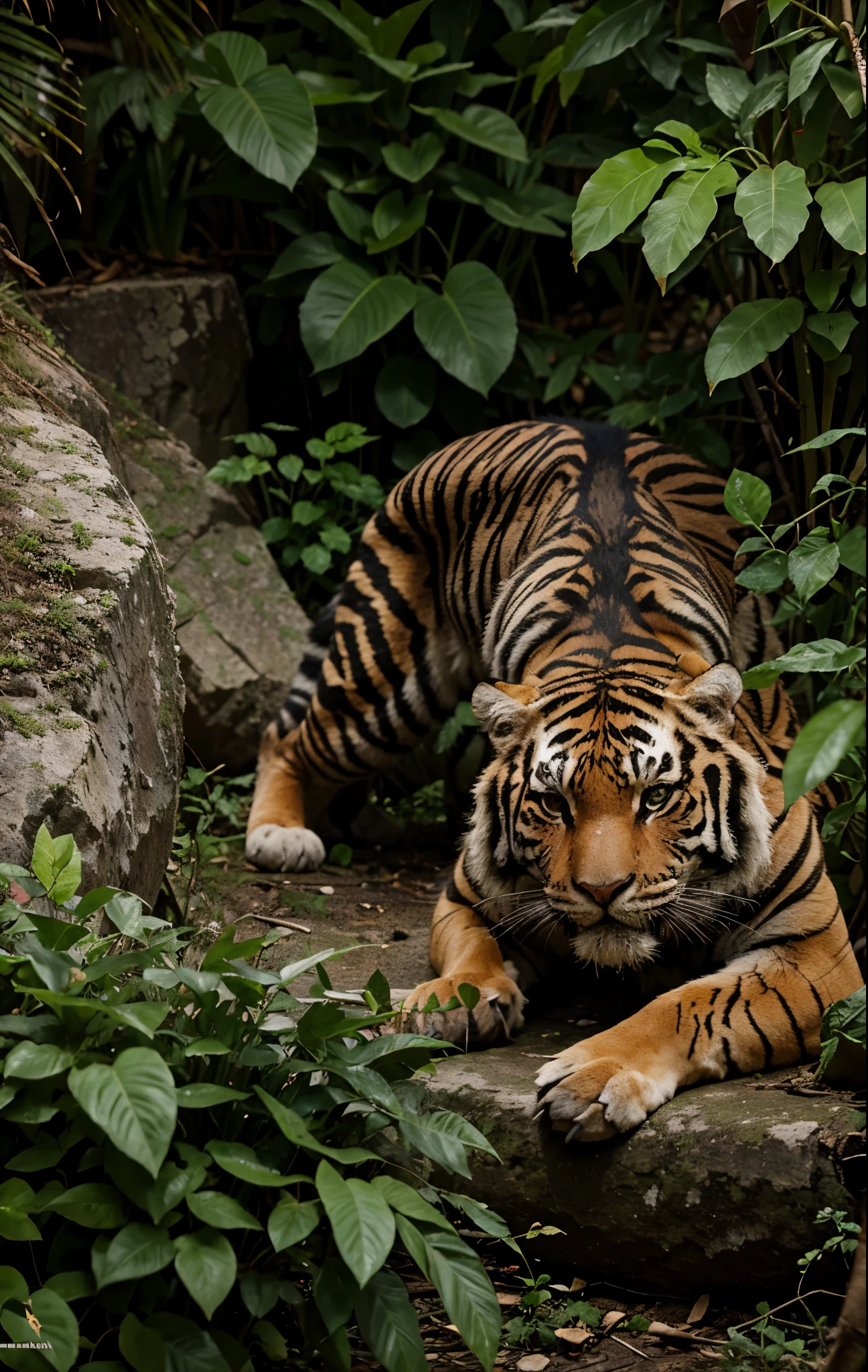 Tigre de haute qualité dans la jungle, 4k, HDR, réaliste, Animal