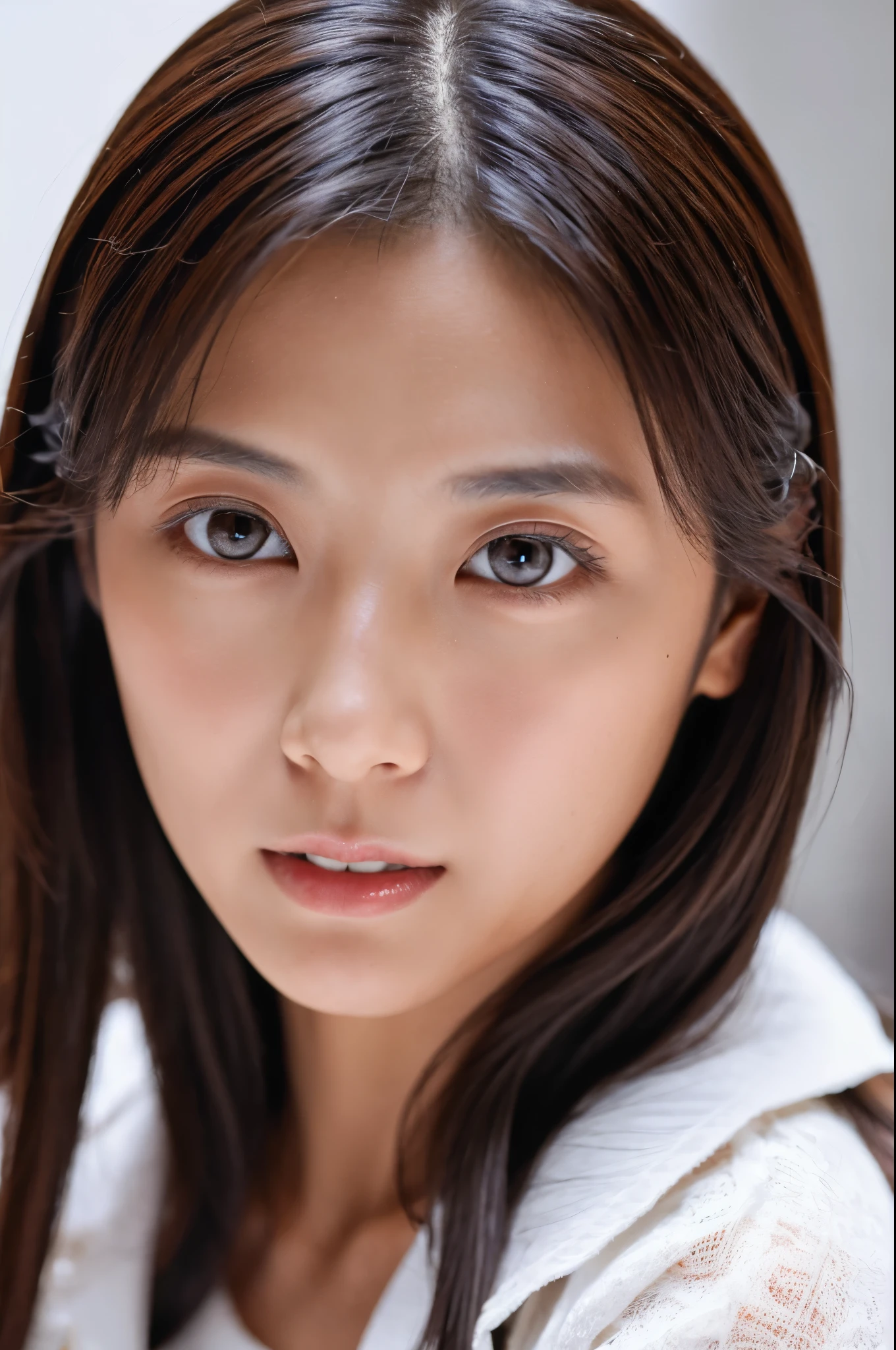 1 girl, Skinny Japanese lady, 30 years old, beautiful lips, detailed face, white camisole, cowboy shot,